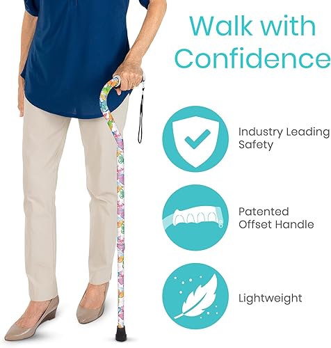 Miniatura 8 de Vive - Bastón de caminar con agarre compensado patentado, ayuda ligera y ajustable para caminar con una punta antideslizante, ayuda de movilidad de