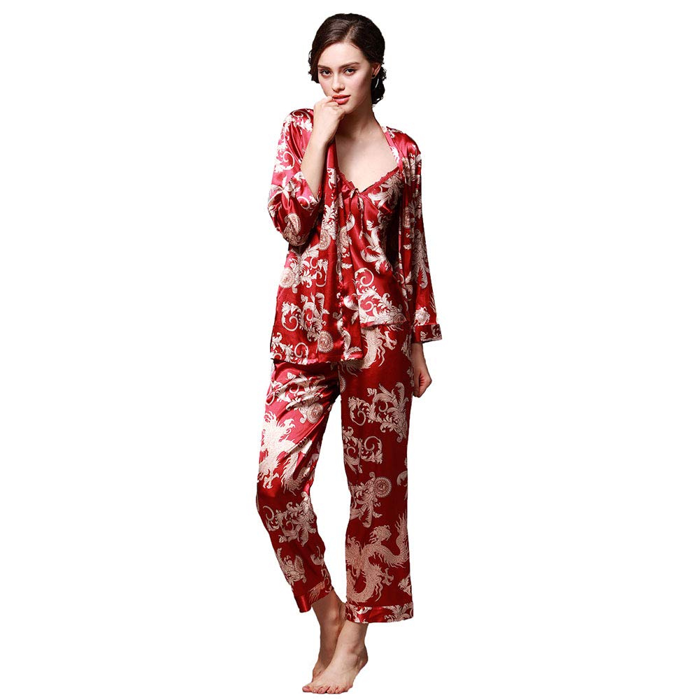 ZUEVI Men's Kimono Robe Silk Satin Long Sleeve Spa Bathrobe Lightweight Soft Silky Pajamas Robes