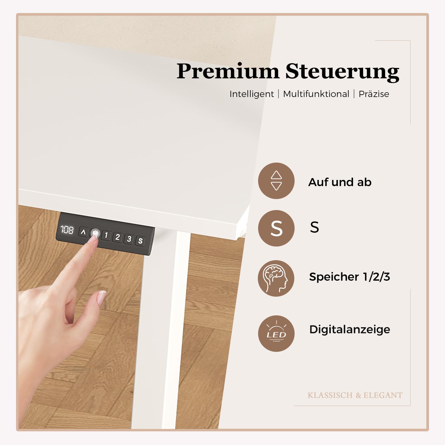 Klicelor L-förmiger Elektrischer Schreibtisch Höhenverstellbar, 160 x 140 cm L Form Stehschreibtisch mit 3 Memory-Funktionen und Antikollisionstechnologie, ergonomischer Computertisch, Weiß