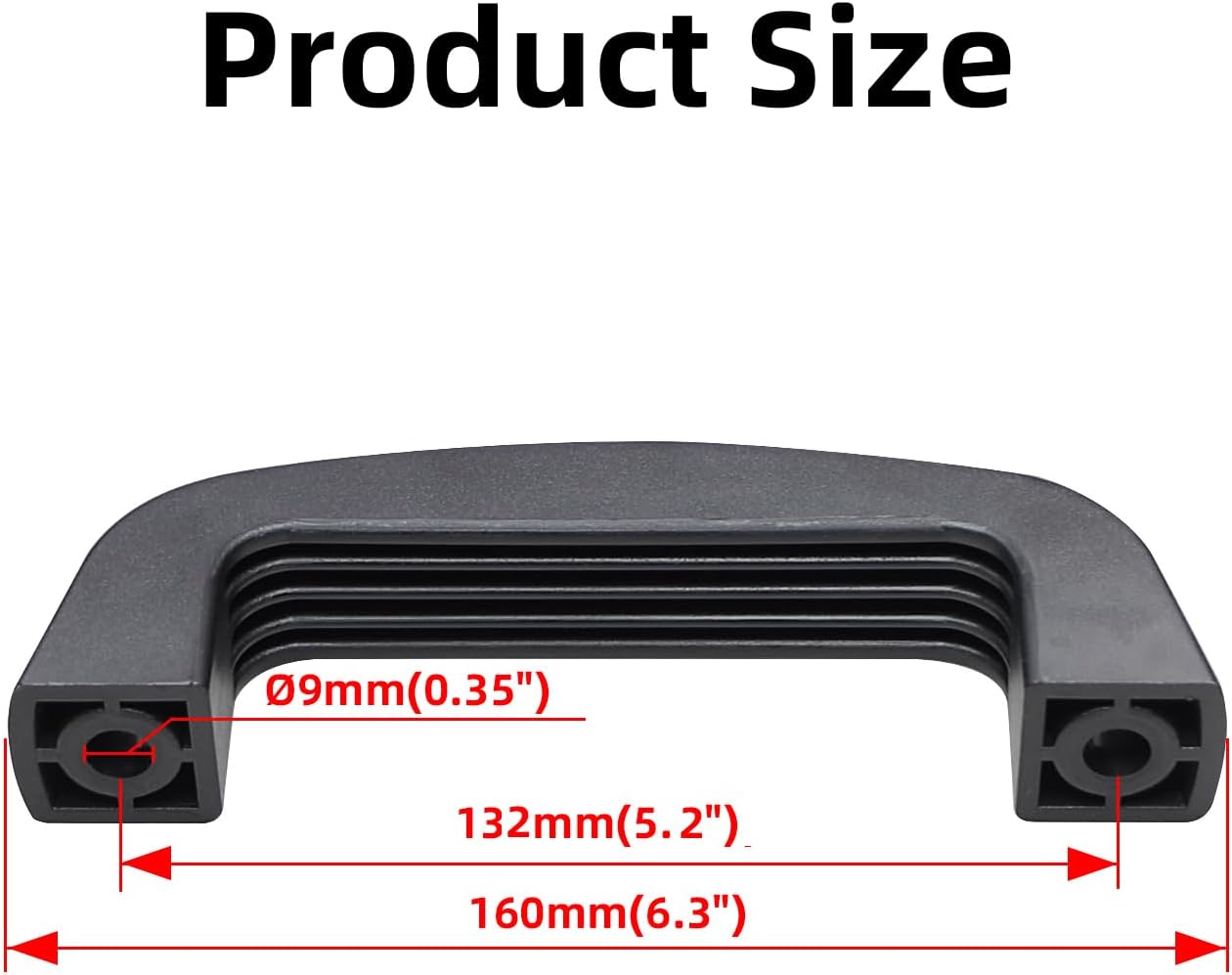 Black, 1Pcs Toolbox Cabinet Door Luggage Handle Length 160mm Hole Pitch 132mm, with Installation Screws and Nuts Luggage Replacement Handle