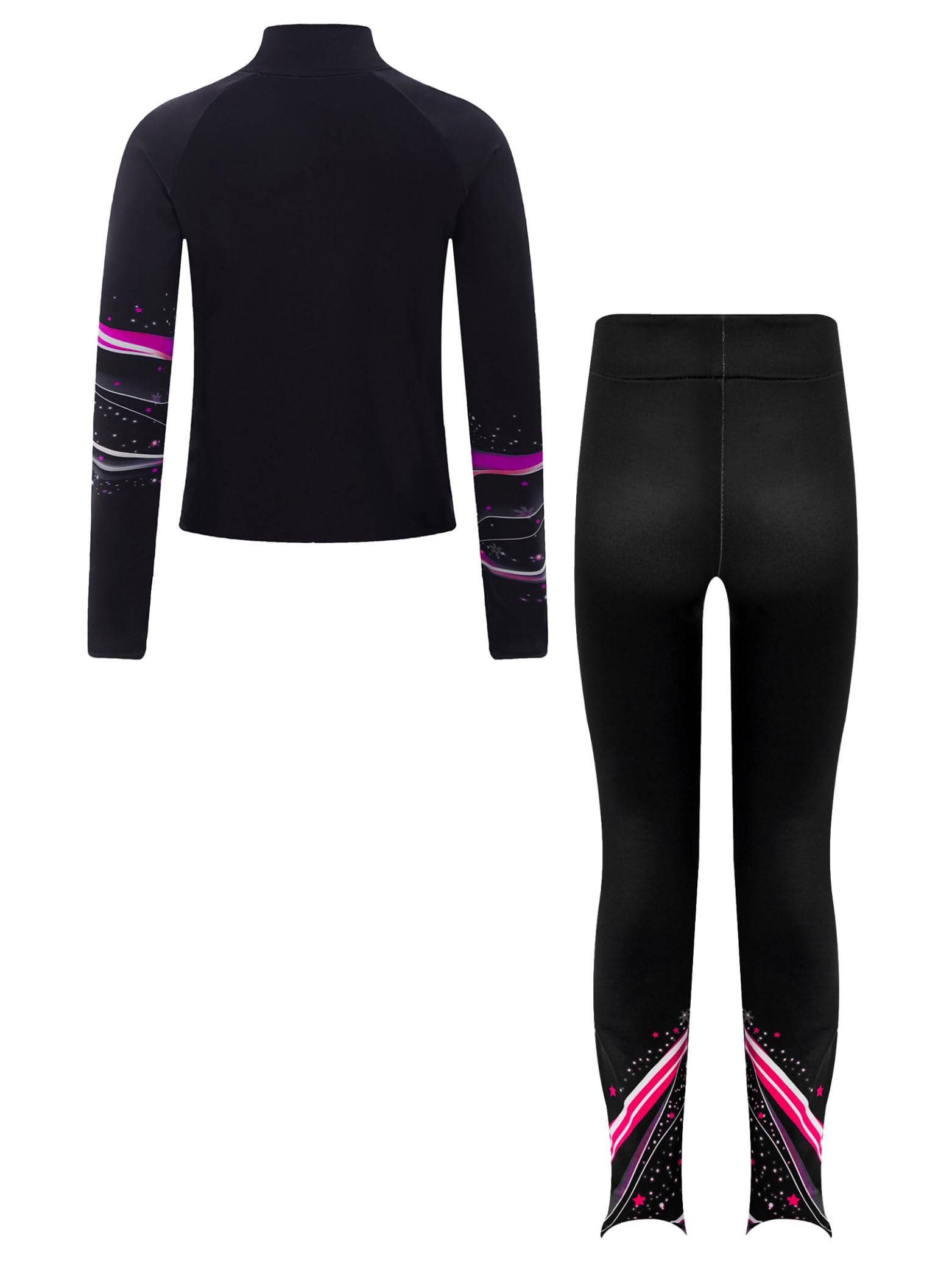 Enfant Fille Ensemble de Patinage Artistique Tenue Danse sur Glace Costume Gymnastique Vêtement Polaire Chaud