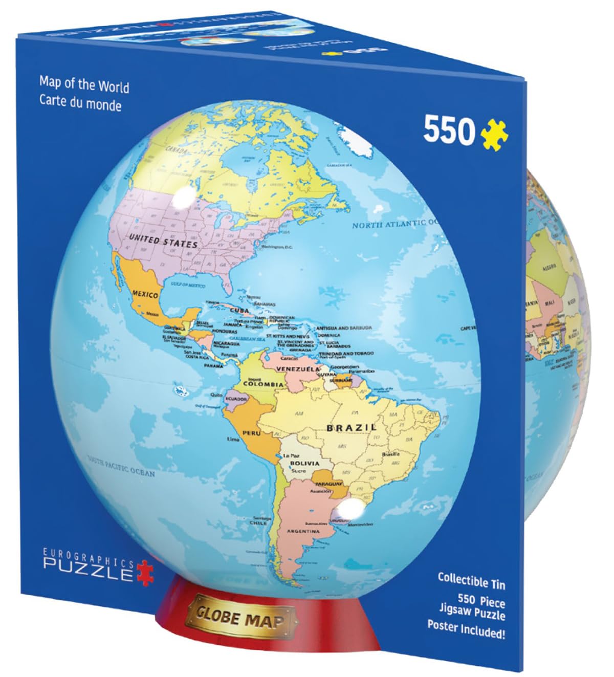 Puzzle 550 pièces de la Carte du Monde, le cadeau idéal en boite