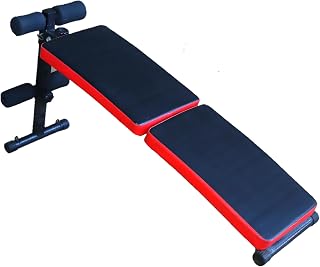 Space-Saving Multi-Position Adjustable Utility Bench for Weightlifting and Strength Training, Foldable Design, Black and Red