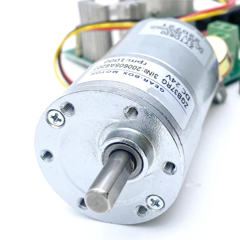 Silnik z przekładnią DC 37 mm, 12 V-24 V, wysoki moment obrotowy, regulacja prędkości w kierunku zgodnym z ruchem wskazówek zegara, model ZGB37RG, 5 – 1000 obr./min (silnik x 5 A, 12 V, 500 obr./min)
