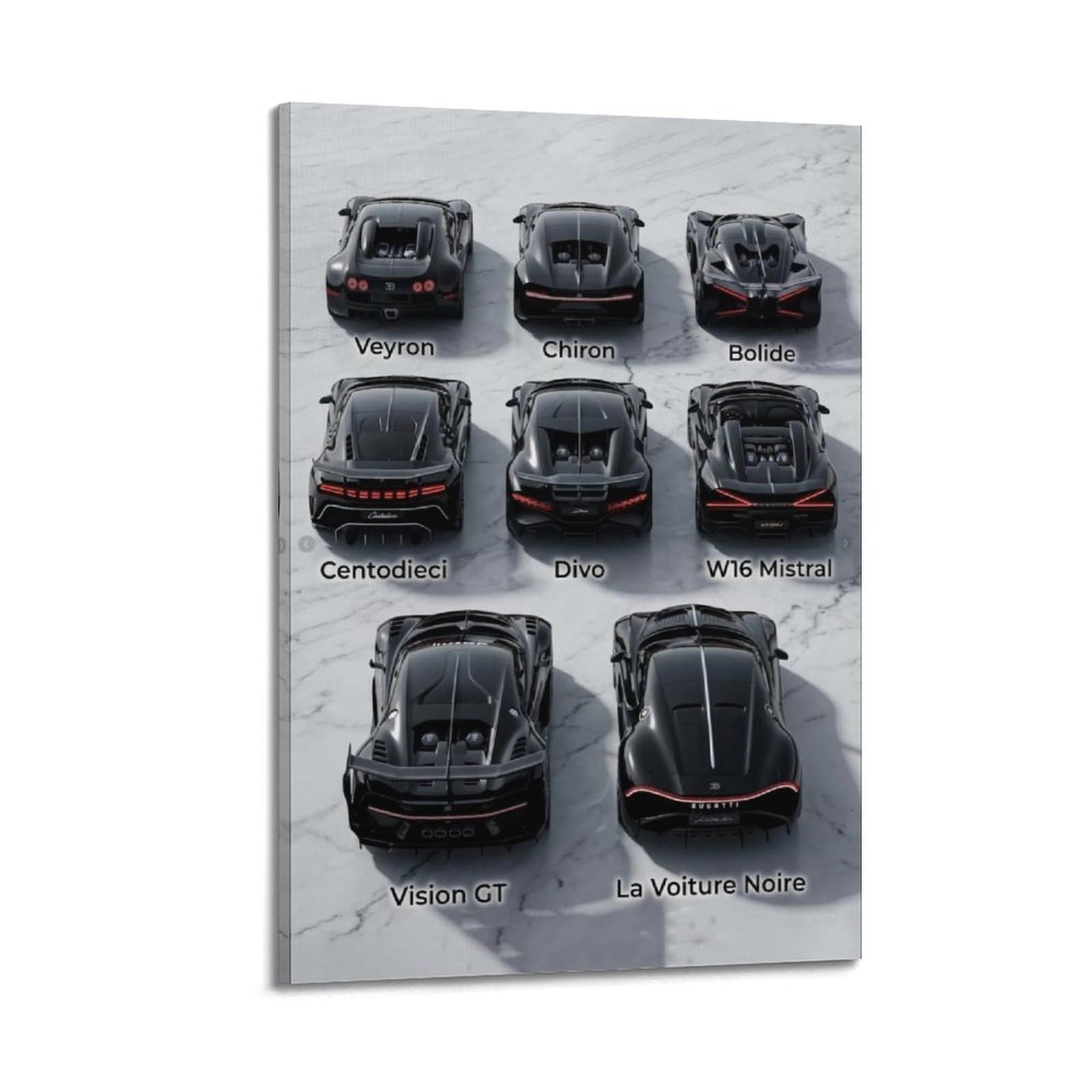 XKUGA Hypercar Veyron Chiron Bolide Poster Divo Collection Modern Decorative Canvas Prints - Ideal Wall Art for Family, Man Cave, Game Room, Boys & Girls Bedroom 20x30inch(50x75cm)