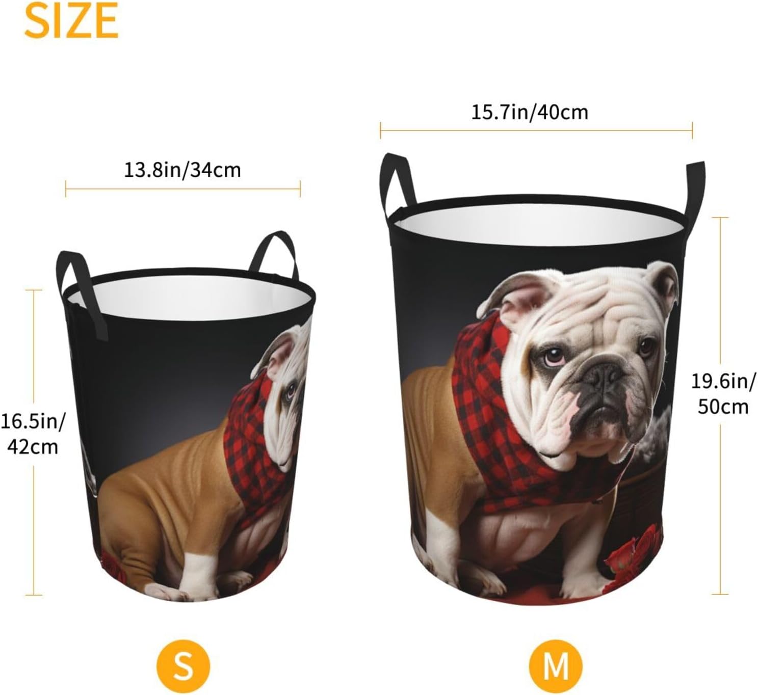 Laundry Basket Waterproof Laundry Hamper with Handles Large Collapsible Round Storage Bin Lover Bulldog Clothes Hamper Lightweight Storage Basket Toy Bin for Bedroom Medium