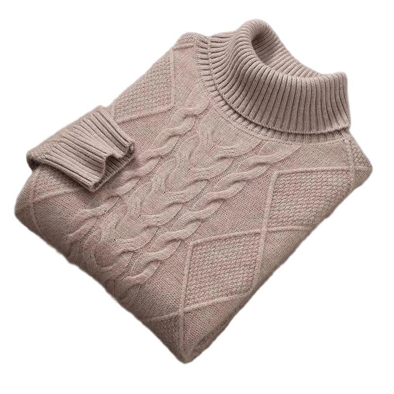 Men High Neck Cashmere Sweater Pullover Knitting Warm Casual Business Top