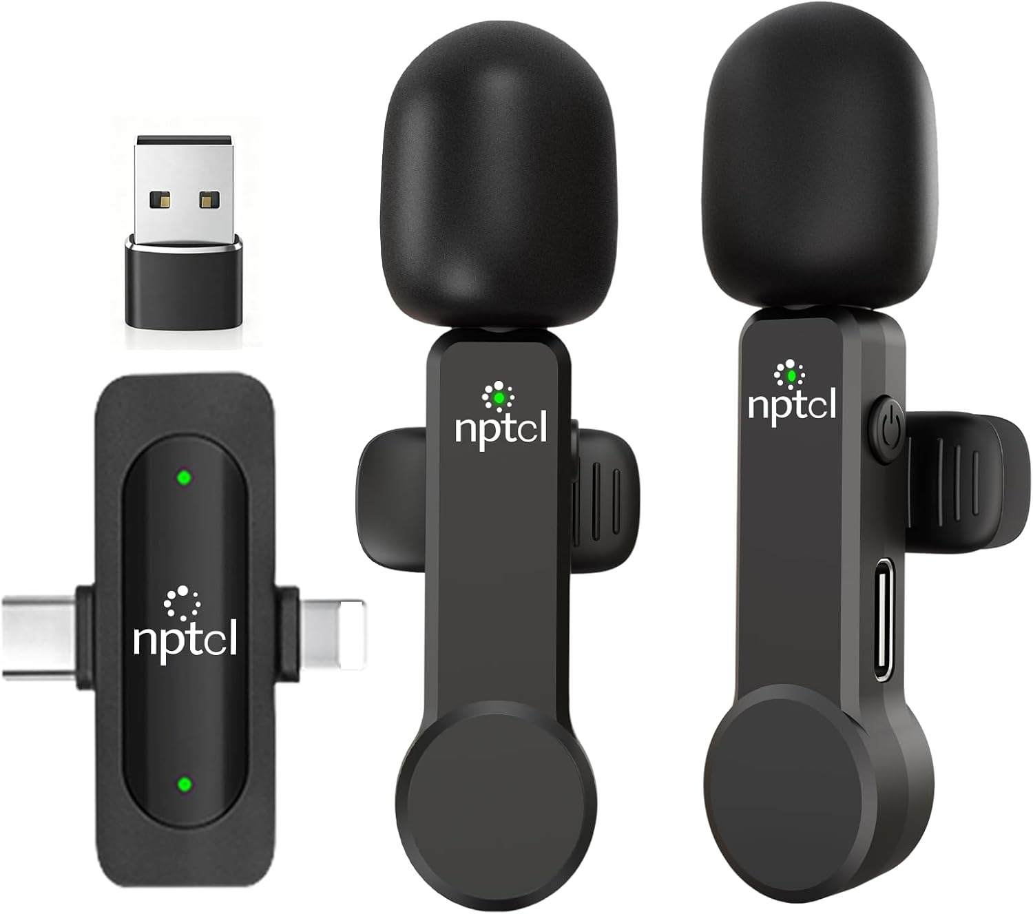 NPTCL Wireless Mini Microphone for iPhone PC, USB Type C Lavalier Lapel Mic | Selectable Noise Reduction, 8 Hour Battery Life, 75ft Cordless Recording for Content Creator, Video Recording Youtube Tiktok