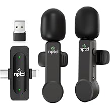 NPTCL Wireless Mini Microphone for iPhone PC, USB Type C Lavalier Lapel Mic | Selectable Noise Reduction, 8 Hour Battery Life, 75ft Cordless Recording for Content Creator, Video Recording Youtube Tiktok
