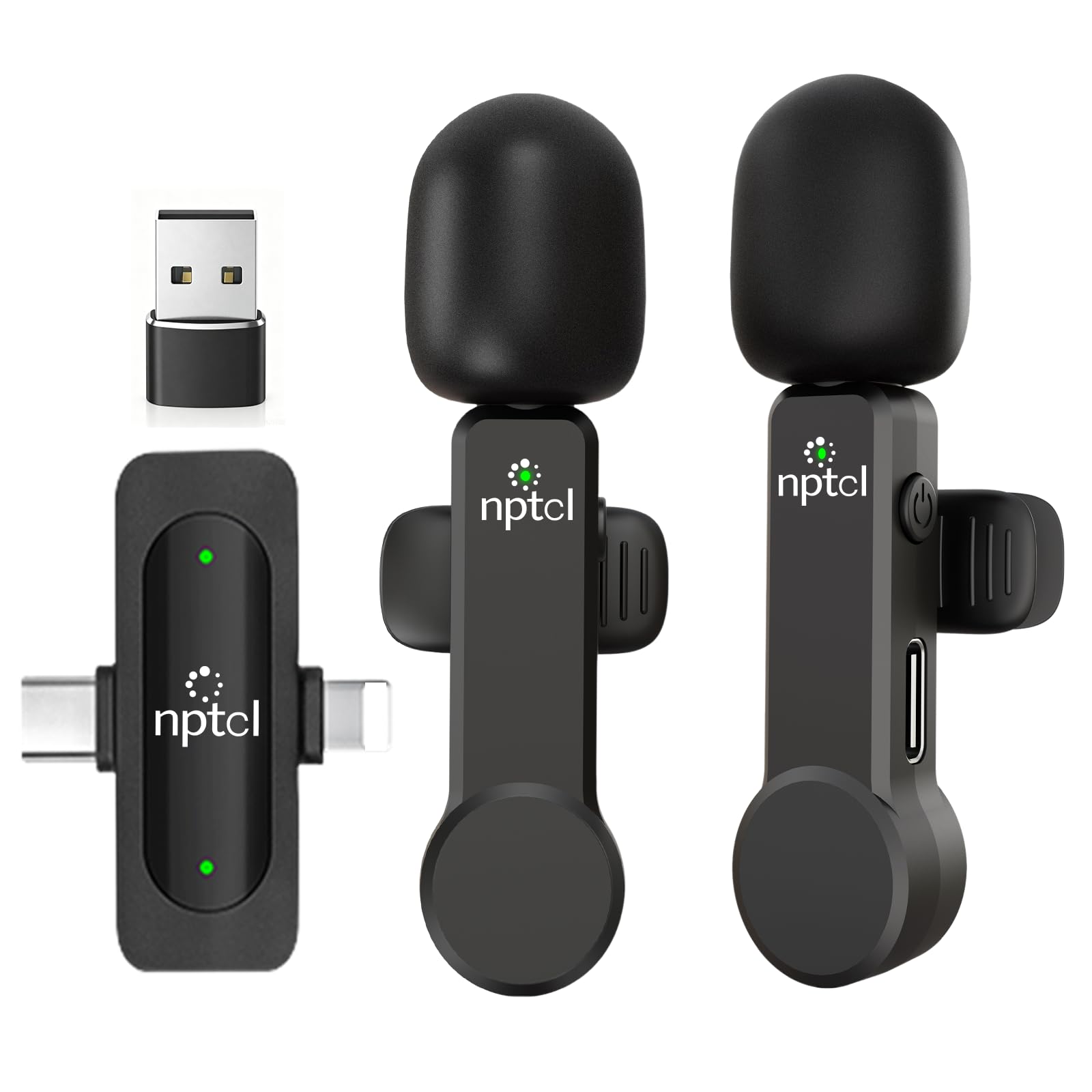 NPTCL Wireless Mini Microphone for iPhone PC, USB Type C Lavalier Lapel Mic