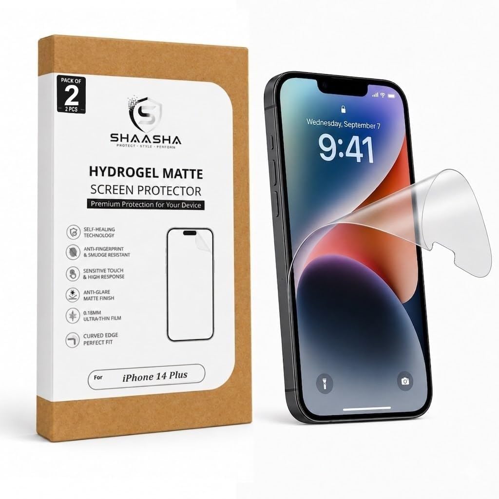 Matte Hydrogel Screen Protector for iPhone 14 | Anti Glare | Pack of 2 | Anti Fingerprint | Self Healing TPU Film | DIY Installation Kit | Not Tempered Glass-image-19