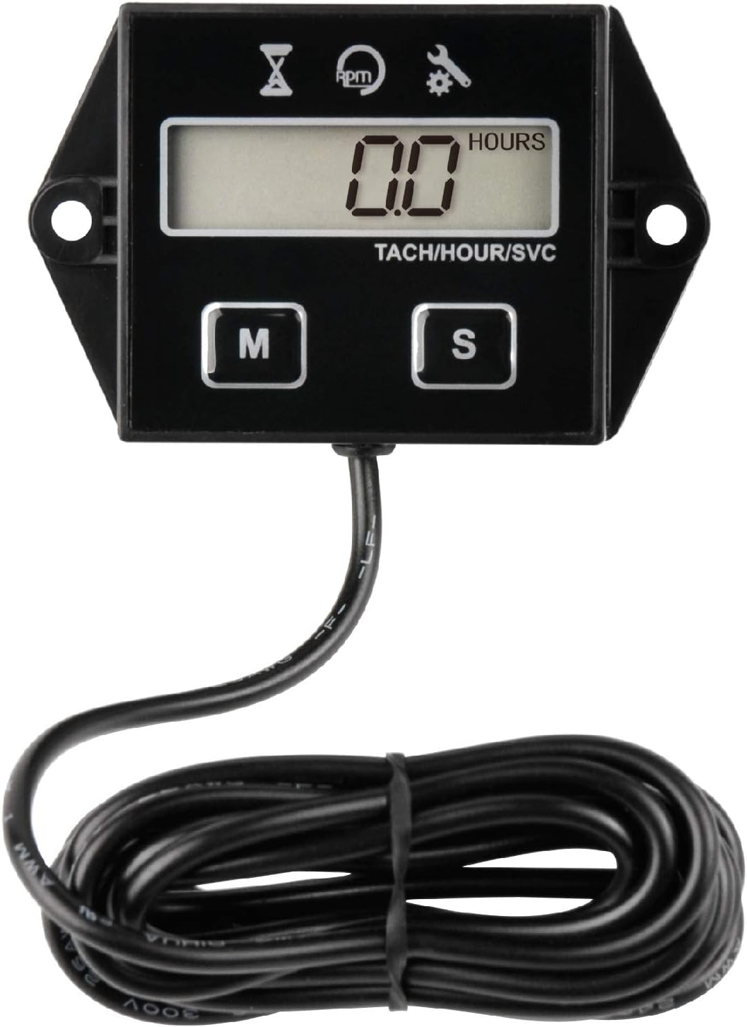 Digital Hour Meter & Tachometer for Small Engine, RPM & Accumulated Hours Display,Maintenance Reminder, User Shutdown, Use for ZTR Lawn Mower Tractor Generator