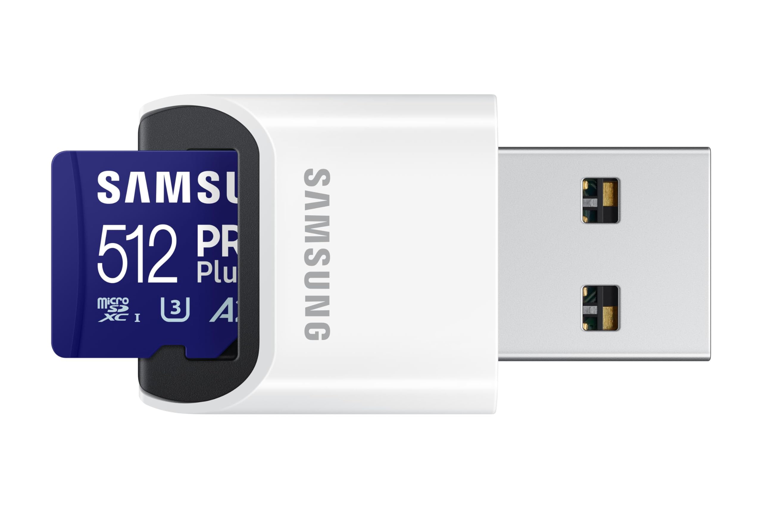 Samsung Carte Mémoire MicroSDXC, PRO Plus, 512 Go, Vitesse de Lecture jusqu’à 180 Mo/s, fournie avec Lecteur USB