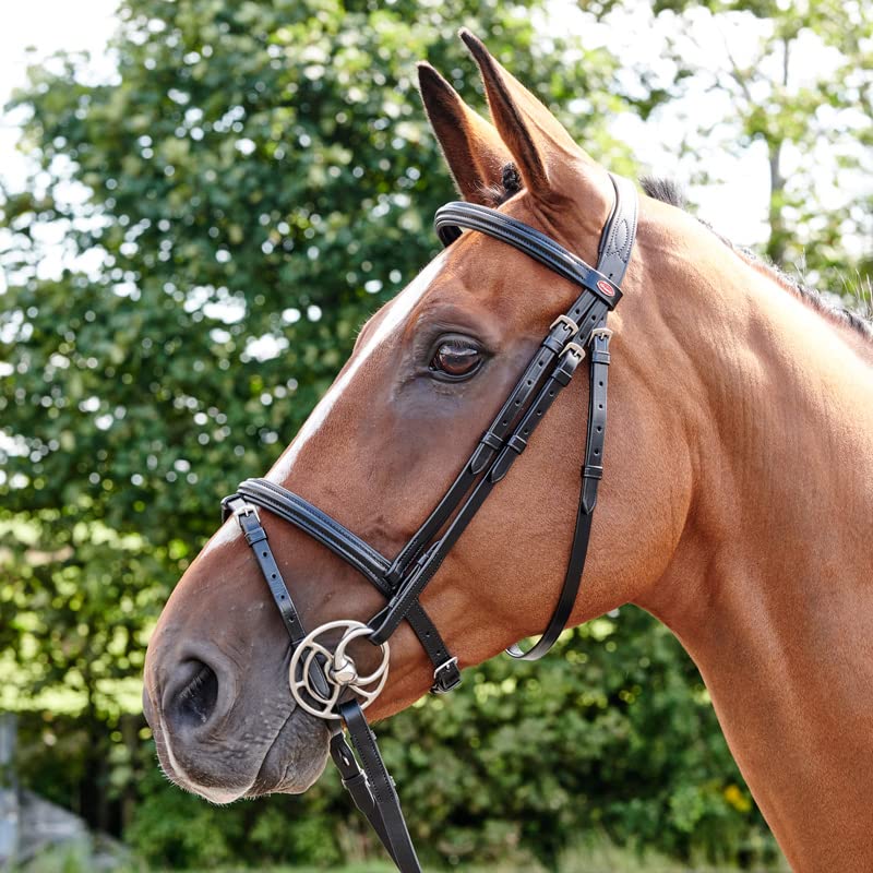 Whitaker BR077 John Barton Flash Leather Bridle with Rubber Reins Pony Size Havana