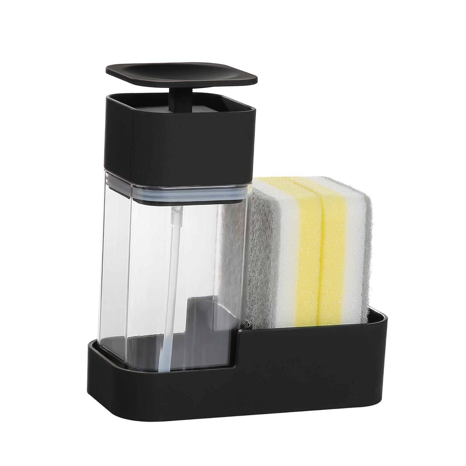 PIXZCSA Reliable Liquid Soap Dispenser And Sponge Holder Kitchen 2 In 1 Easy Filling Keeps Kitchen Organized Soap Dispenser Sponge Holder