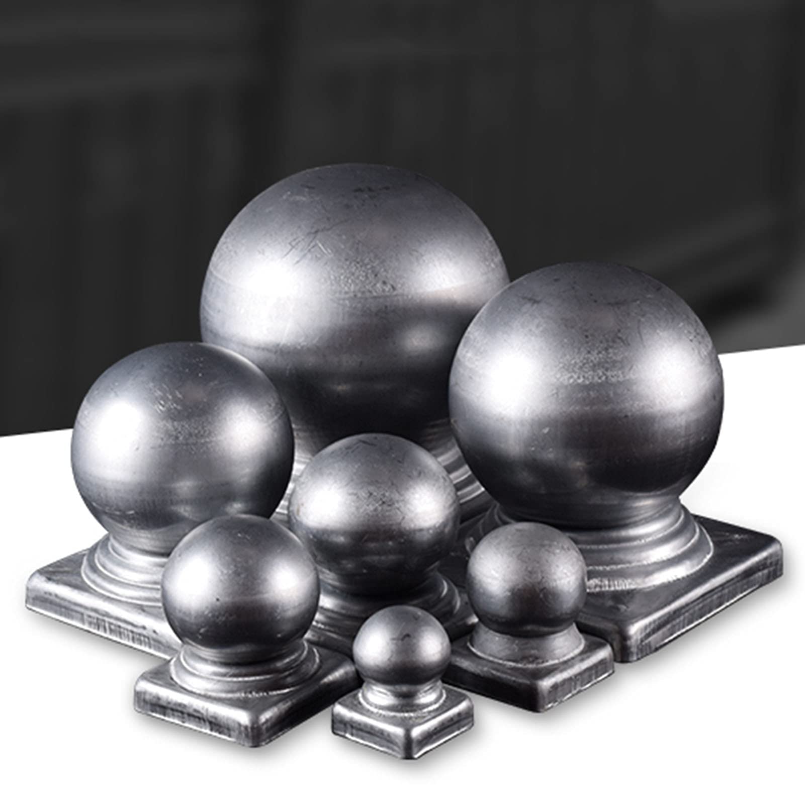 8 kul nasadek ogrodzeniowych, ocynkowana, do ogrodzeń ogrodowych, 60 x 60 mm, nasadki słupków kulowych na pokłady, trwałe wykończenia ogrodzeniowe do użytku na zewnątrz