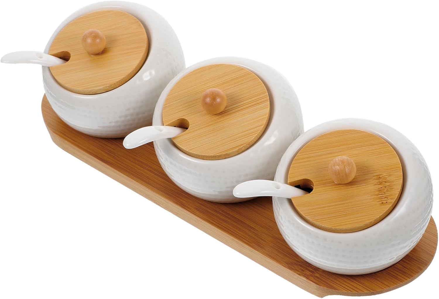 DECHOUS 1Set Ceramic Condiment Pots with Lids and Spoons Sealed Seasoning Jars for Kitchen Cooking Salt and Spice Containers High-temperature Resistant Ceramic Storage