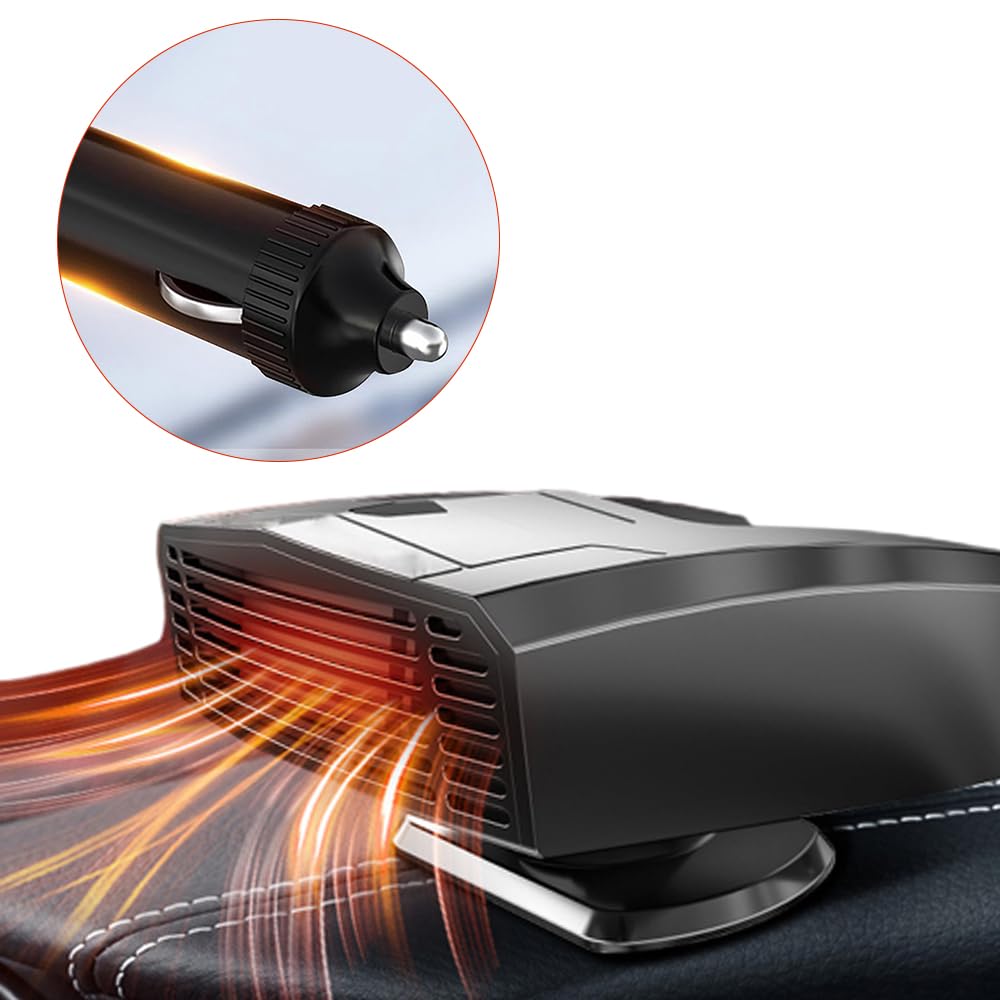 Riloer Chauffage de Voiture pour Camping-Car 12 V 180 W, Portable, Refroidissement et Chauffage Rapides pour l'hiver, Prise Allume-Cigare, Compatible avec 12 V CC, Noir