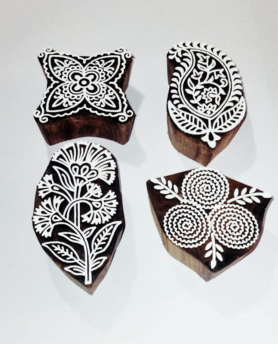 P.S.WOODEN BLOCKS STAMPS Wooden Block Stamp Fabric & Paper Abstract Printing Block (Brown, Medium) - Set of 4 Pieces (B091MX7W2M) Amazon Price History, Amazon Price Tracker