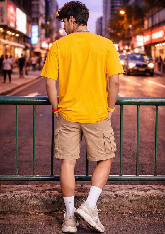 Image of London Hills Printed Cotton Blend Half Sleeve Oversized Men Round Neck Tshirts | T Shirt for Man | Tshirt | Shirts Men | Tshirt for Man | T-Shirt | Mult-Colored