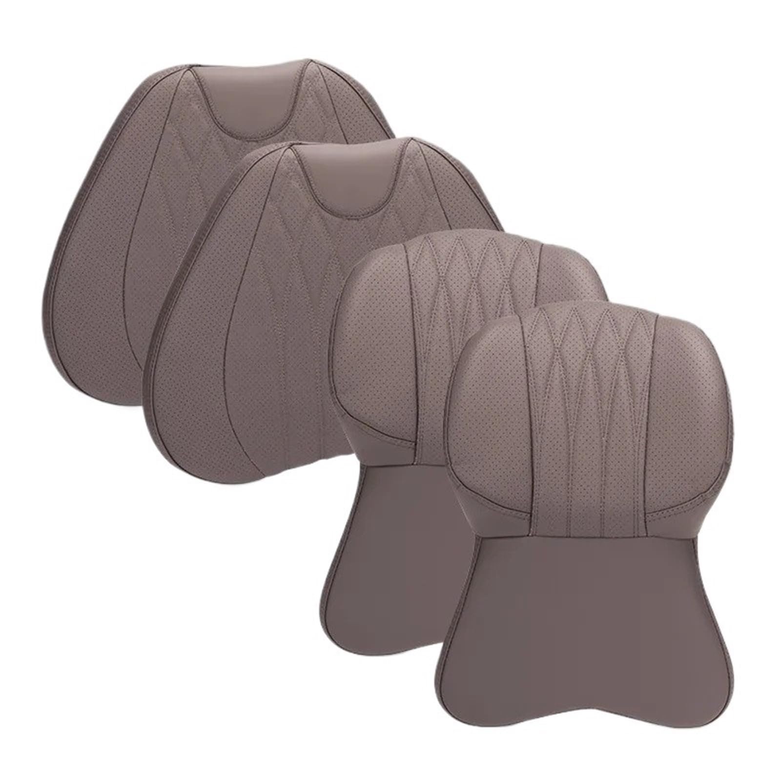 KAUWYEHD Car Seat Accessories Fit For BMW For Mercedes Nappa Leather Car Seat Cushion Lumbar Support Neck Pillow(Brown c)