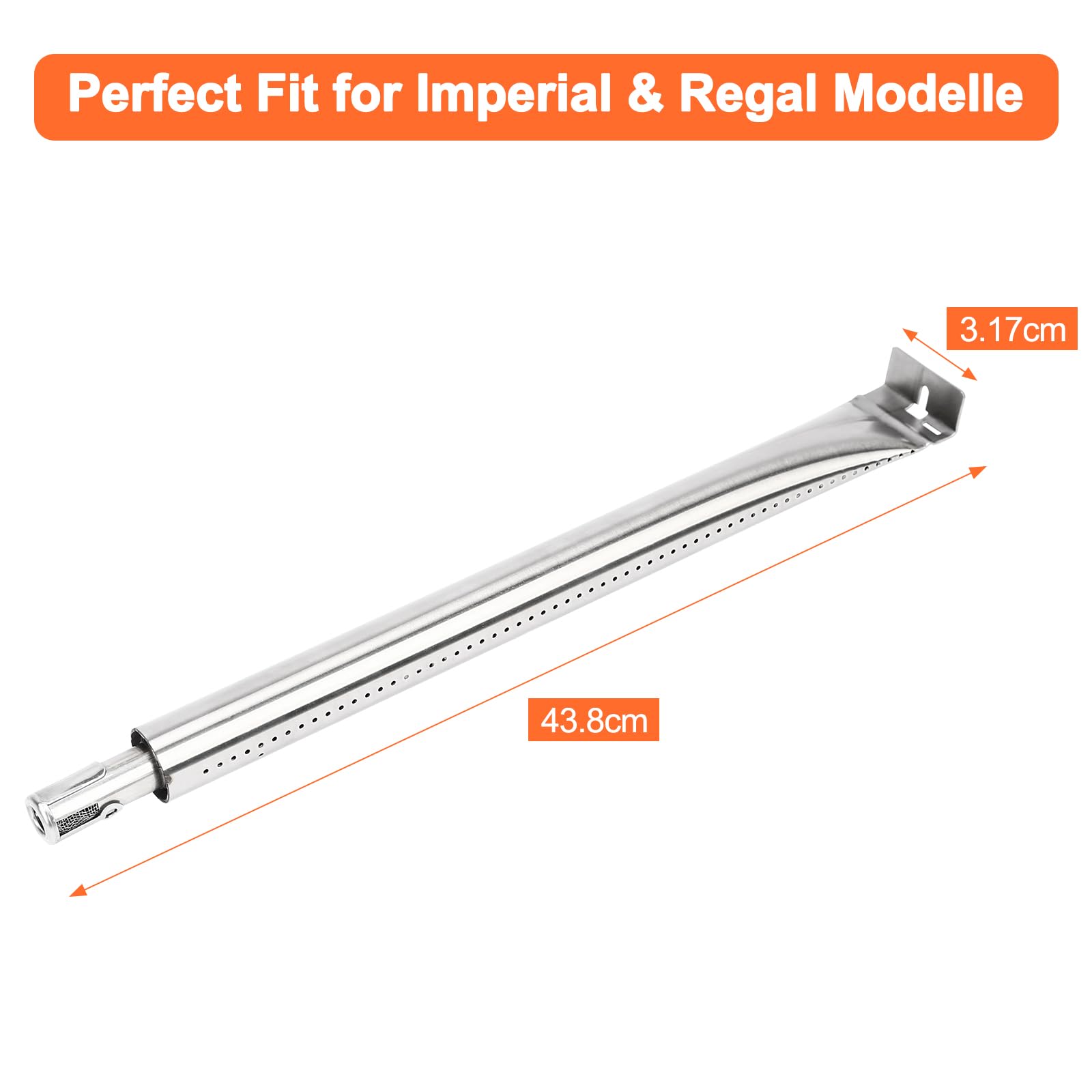 Denmay 18633 43,8 cm Bruciatore in acciaio inossidabile per barbecue a gas BroilKing Imperial e Regal, tubi bruciatore in acciaio inossidabile di ricambio per Broil King Regal 490 e altri barbecue a