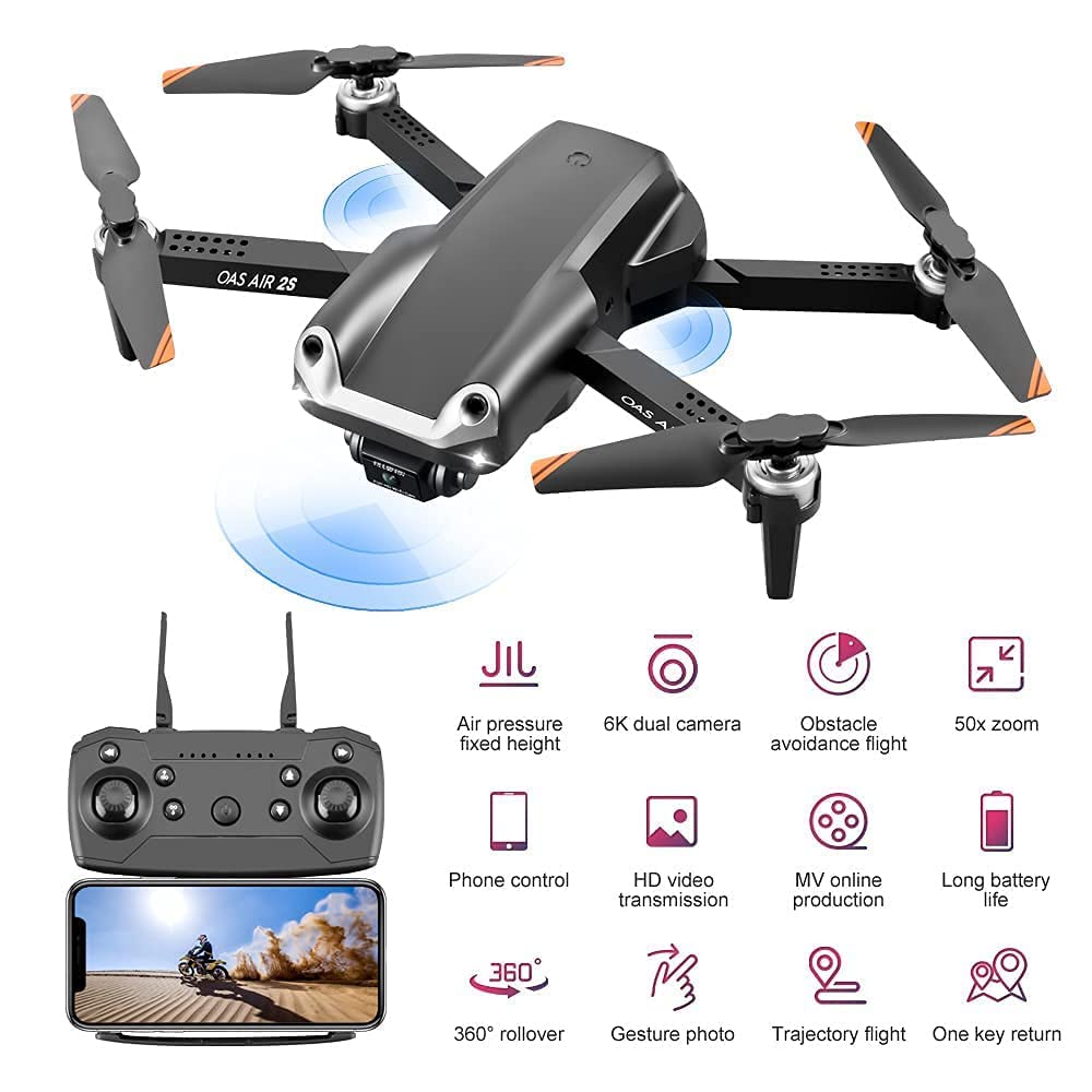 Drone con Fotocamera per Fotografia Aerea Evita Gli Ostacoli su Tre Lati Mini Professional RC Quadcopter Aircraft Toy Gift (Black Dual Lens) (White Single Lens) (Bianco Single Lens