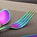 24-Piece Rainbow Color Flatware Set, Stainless Steel Titanium Colorful Plated Set, Dinner Knives Forks Teaspoons Silverware Cutlery Set Service for 6