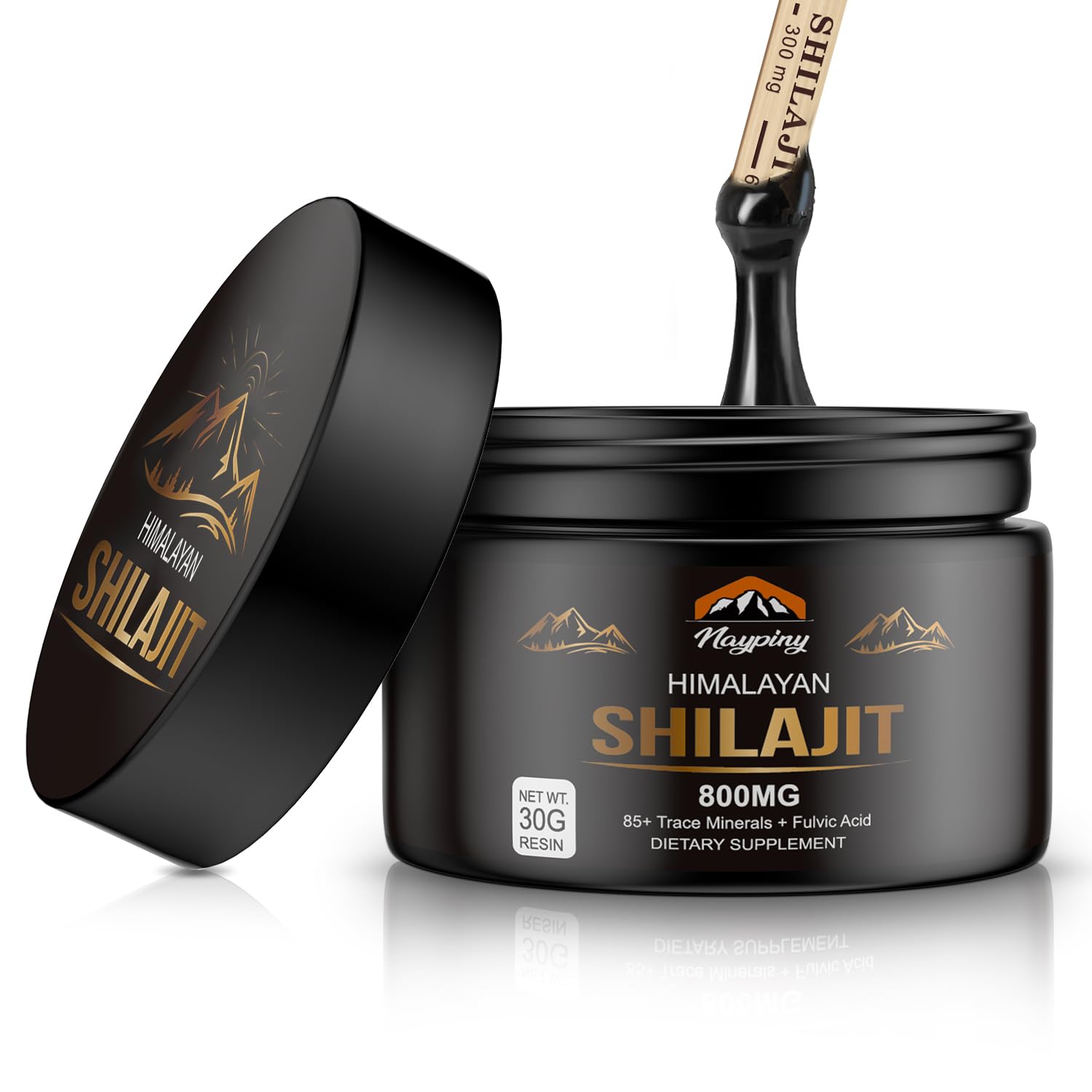 Shilajit Pure Himalayan Organic Resin - 800mg Gold Grade Shilajit Resin with Fulvic Acid & 85+ Trace Minerals Complex for Energy, Strength & Immunity, Shilajit for Men & Women, 800mg