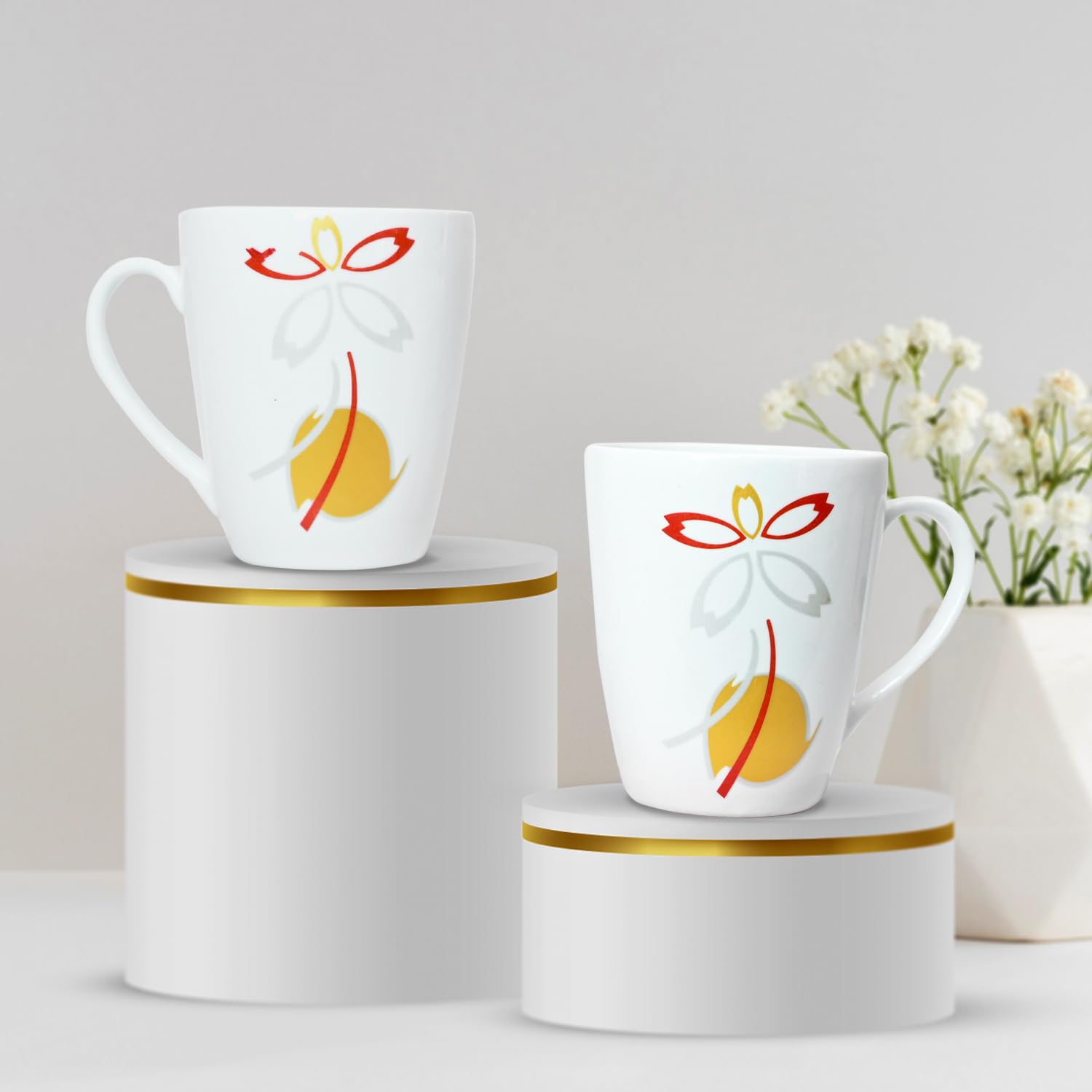 U.P.C. Coffee Mug Set of 2, Mugs for Gift 280ml Each, Milk Mug, Tea/Coffee Cups, Microwave Safe, Bone-Ash Free, Crockery Set Ideal for Gifting.