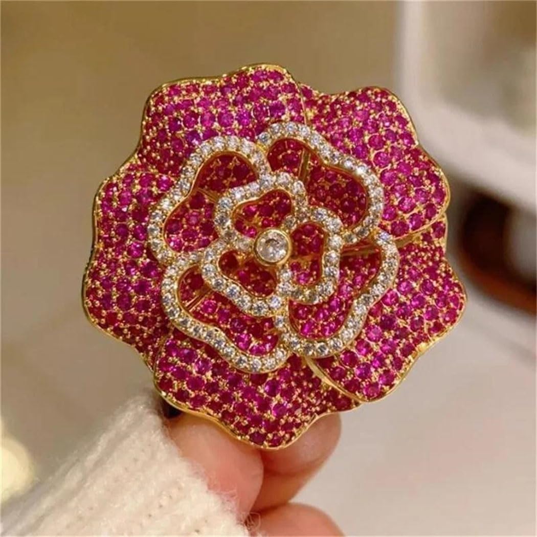 KKXXYQFC Damen Vintage Blumenbrosche, Funkelnde Strass-Blumennadel für Hochzeitsfeier