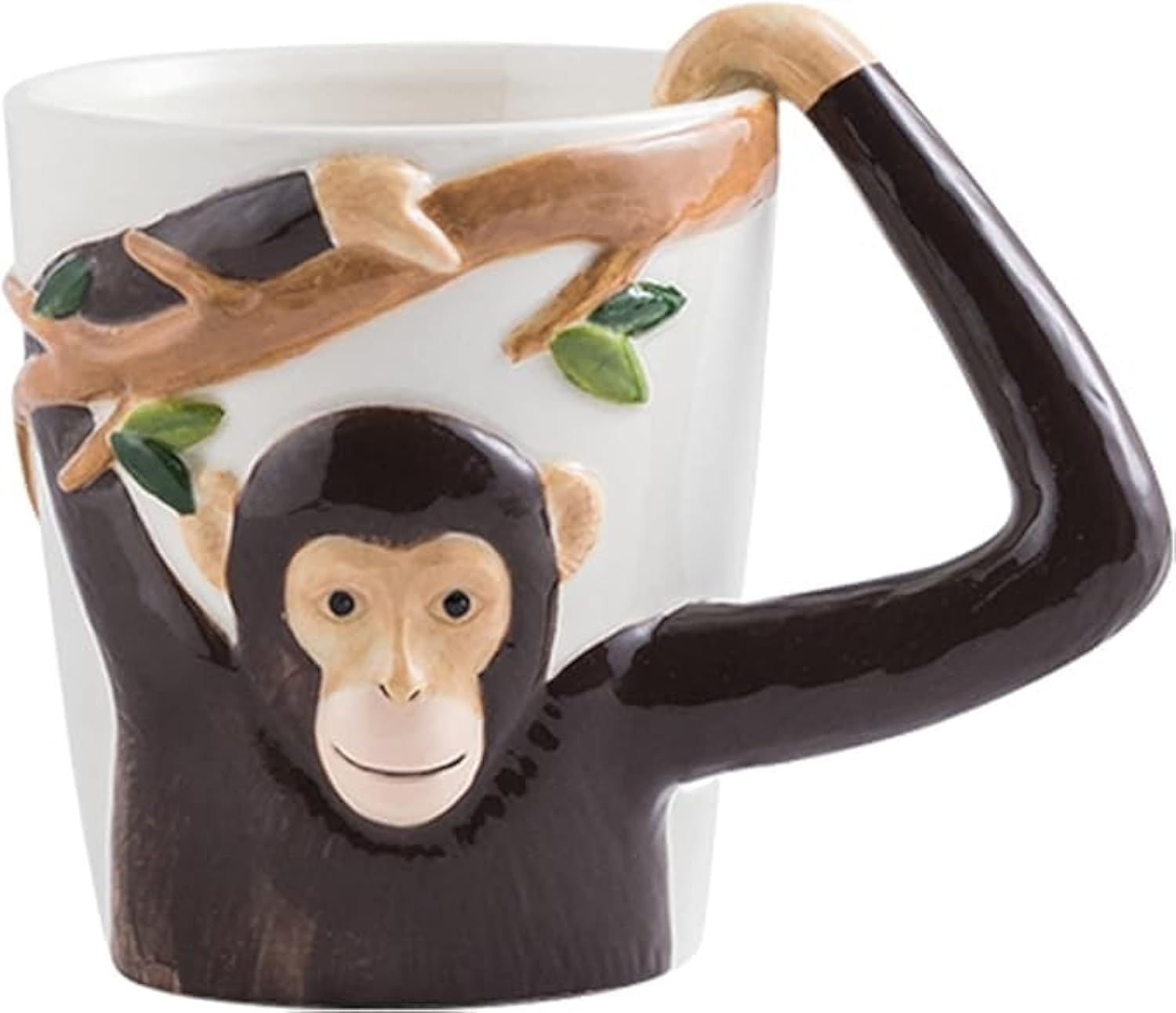 3D Ceramic Coffee Mug Funny Tea Cup - Gift Choice for Any Occasion, for Latte, Mocha, Espresso, Afternoon Tea, Cold or Hot Drinks (Monkey)