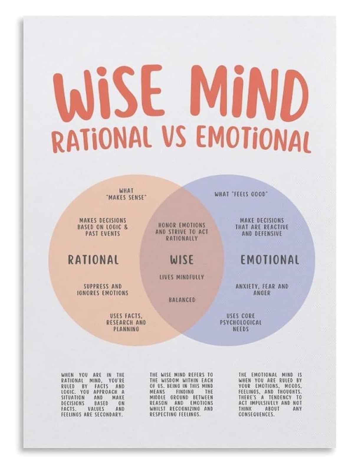 PKNVKZIDK Dialectical Behavior Poster Wise Mind Distress Tolerance Reference for Mental Wellness Education