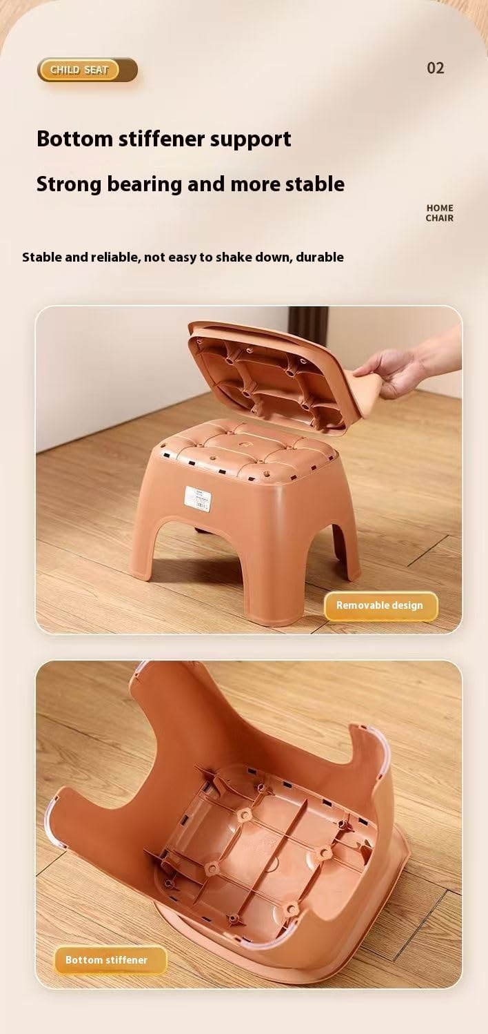 Thickened Plastic Backrest Stool for Garden Outdoor, Sturdy, Smooth Edges, PP Material, Anti-Slip Design, Stable and Durable, Detachable (Oracle)