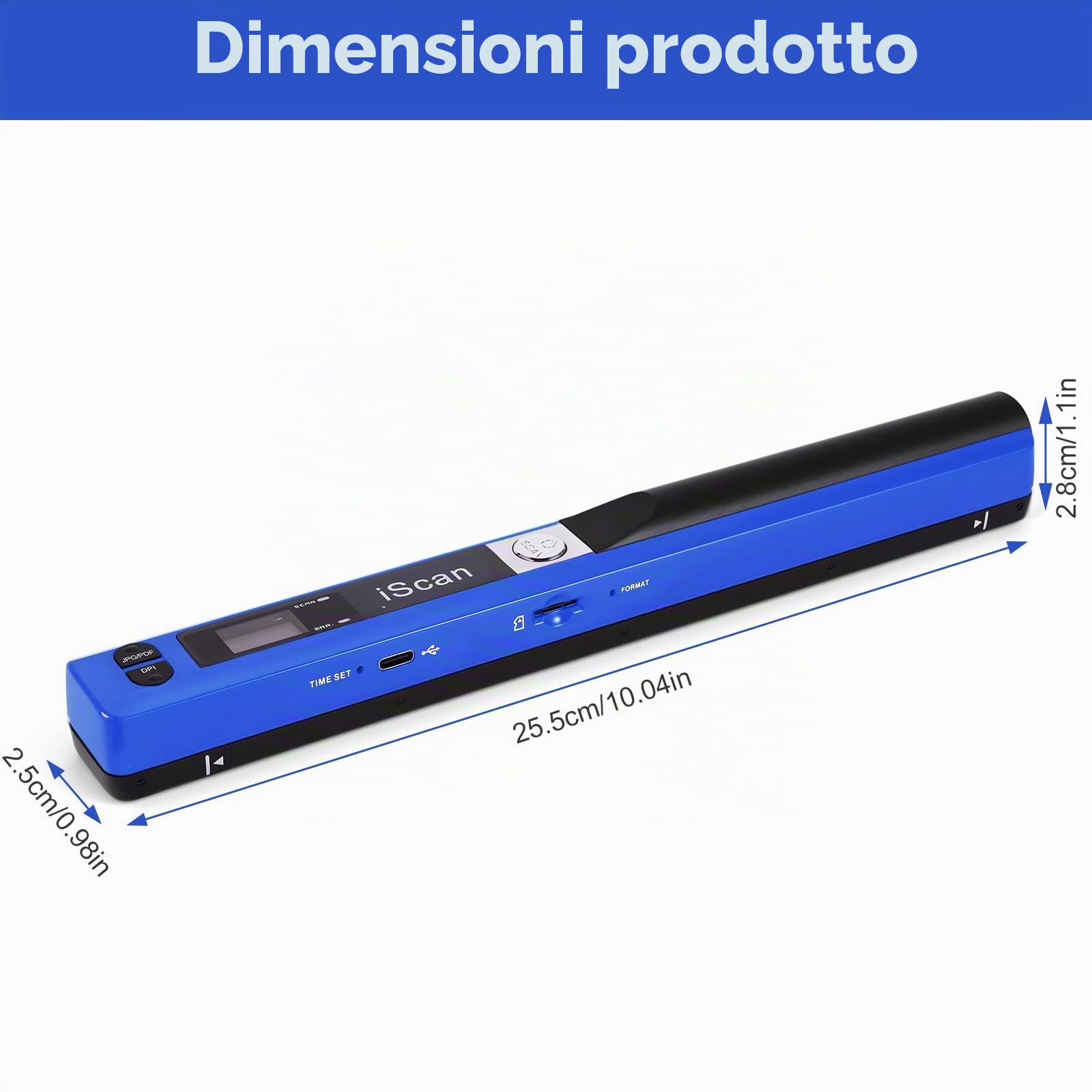 Scanner Per Documenti Portatile, 900 Dpi, Scanner di Immagini USB A4 a Colori, Scanner Portatile Per Foto, Scansione Pratica (Micro Bisogno di Schede SD/TF) (Blu)