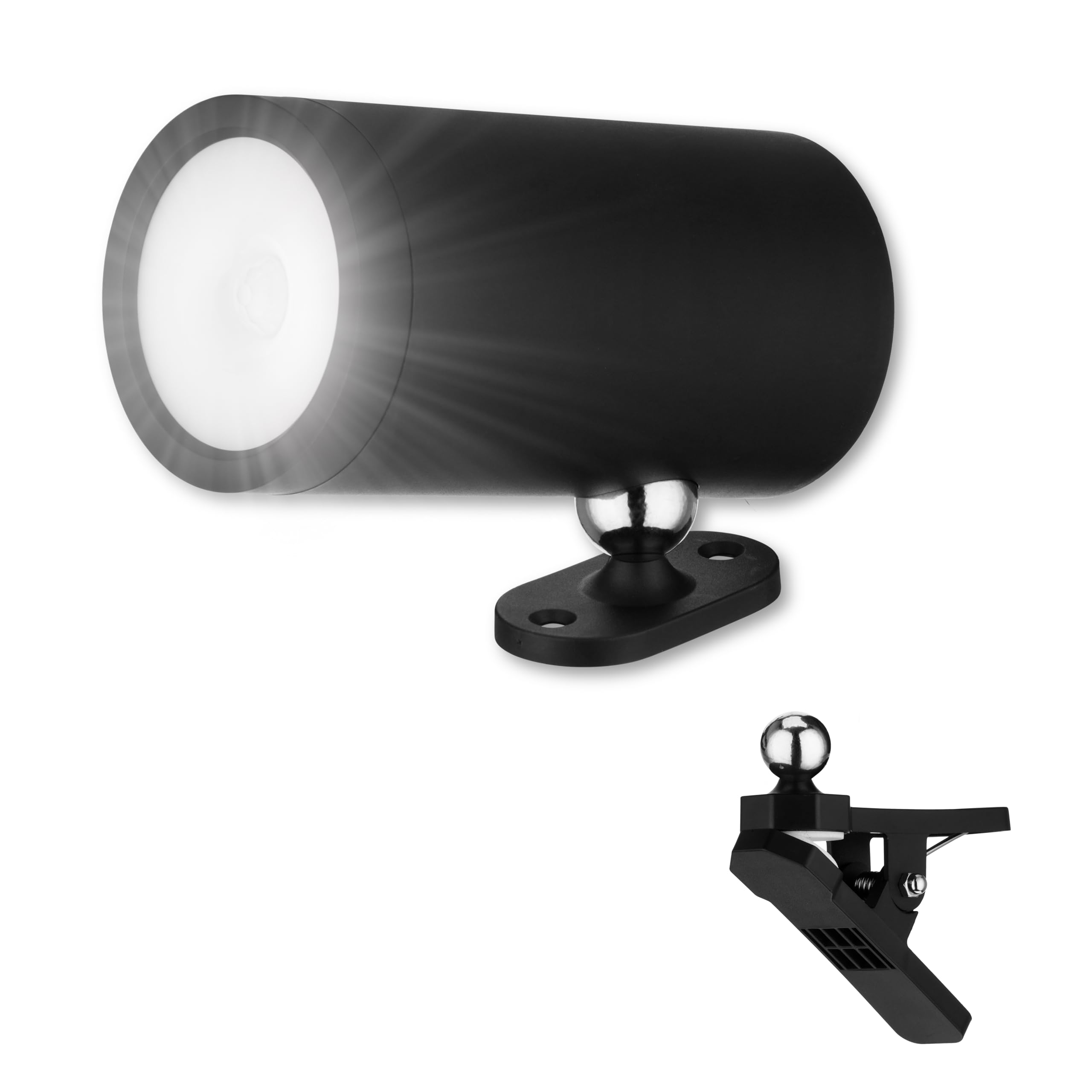 REV Applique murale LED - Lampe murale avec batterie et détecteur de mouvement, 180 lm, sans fil, intensité réglable, pivotante à 360°. Lampe d'appoint - Camping, garage et cave, IP54, noir