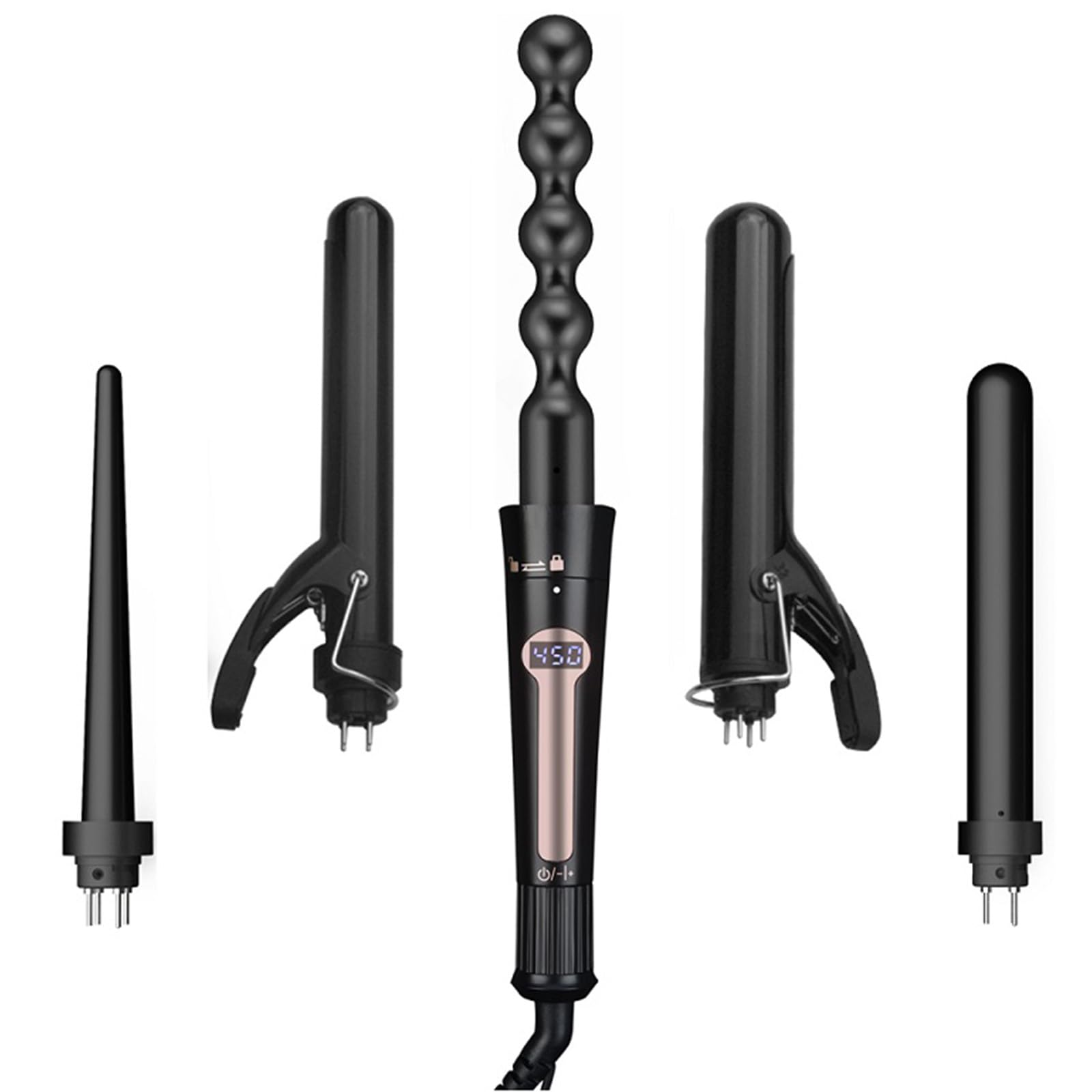 Curling Iron, Curling Wand Set (Black, Curling Iron (0.35" -1.25"))
