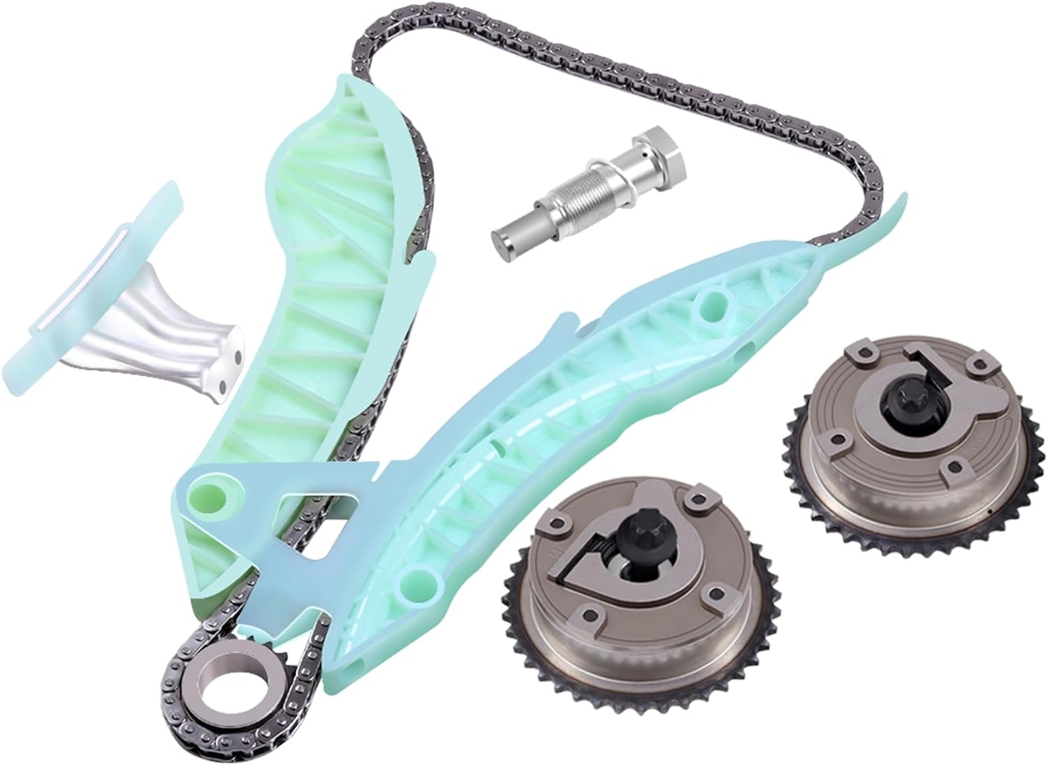 ECCPP Engine Timing Chain Kit for 2007-2010 for Mini Cooper OE# HJ-02004-CH,HJ-02004-TEN, w/Timing Chain Tensioner Guide Crank Gear VVT Gear