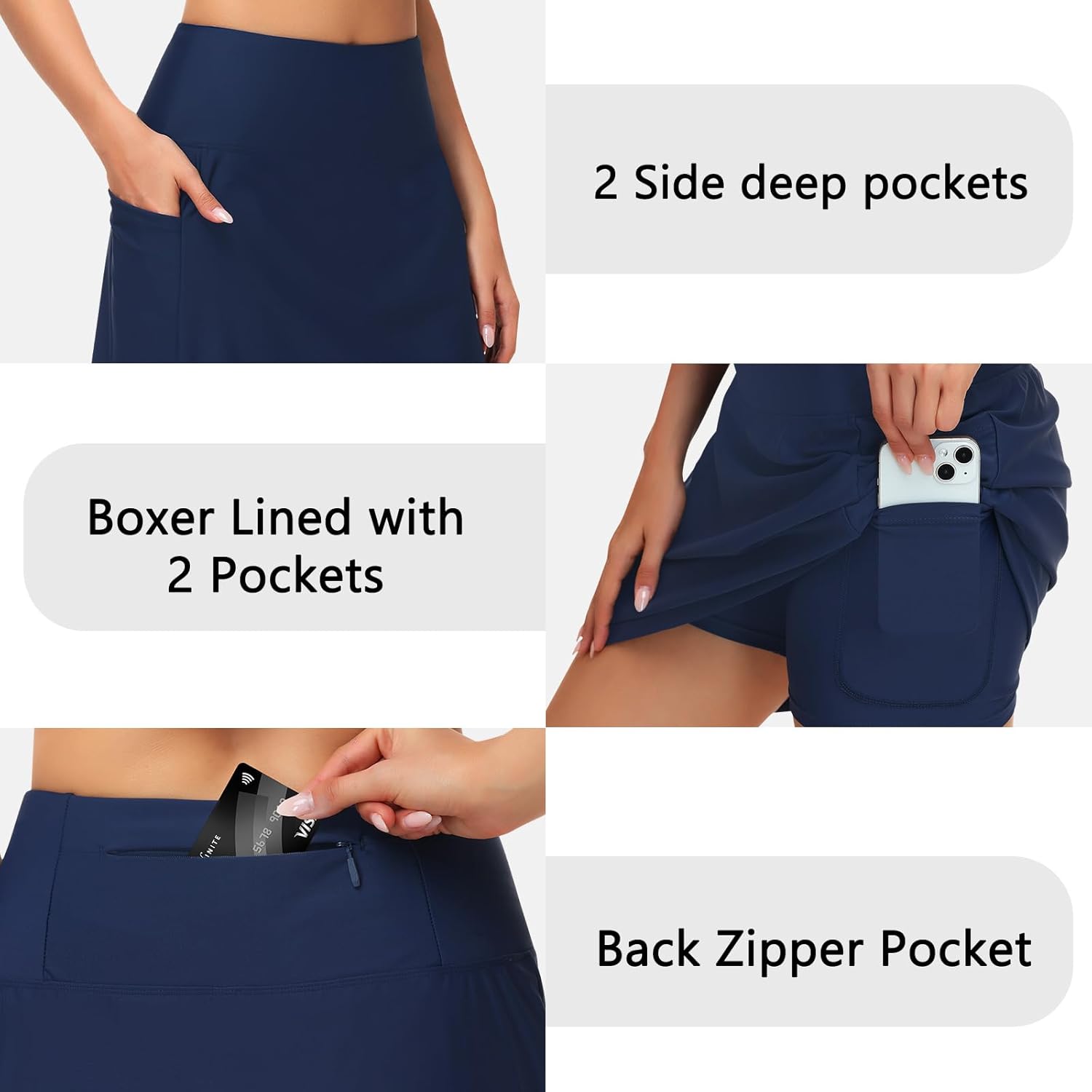 ANIVIVO Women's 20" Long Swim Skirts Tummy Control Bathing Suit Skirt High Waisted Swim Skort Modest Swimsuits Bottoms