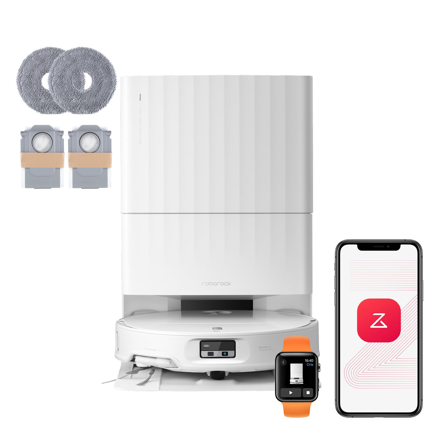 roborock Qrevo Edge 2 Set Robot Aspirador, Succión de 25000 Pa, 7,98 cm Ultrafino para Espacios Reducidos, Base Todo en Uno, Sistema antienredos, Evitación de 280+ Tipos de Obstáculos, Blanco