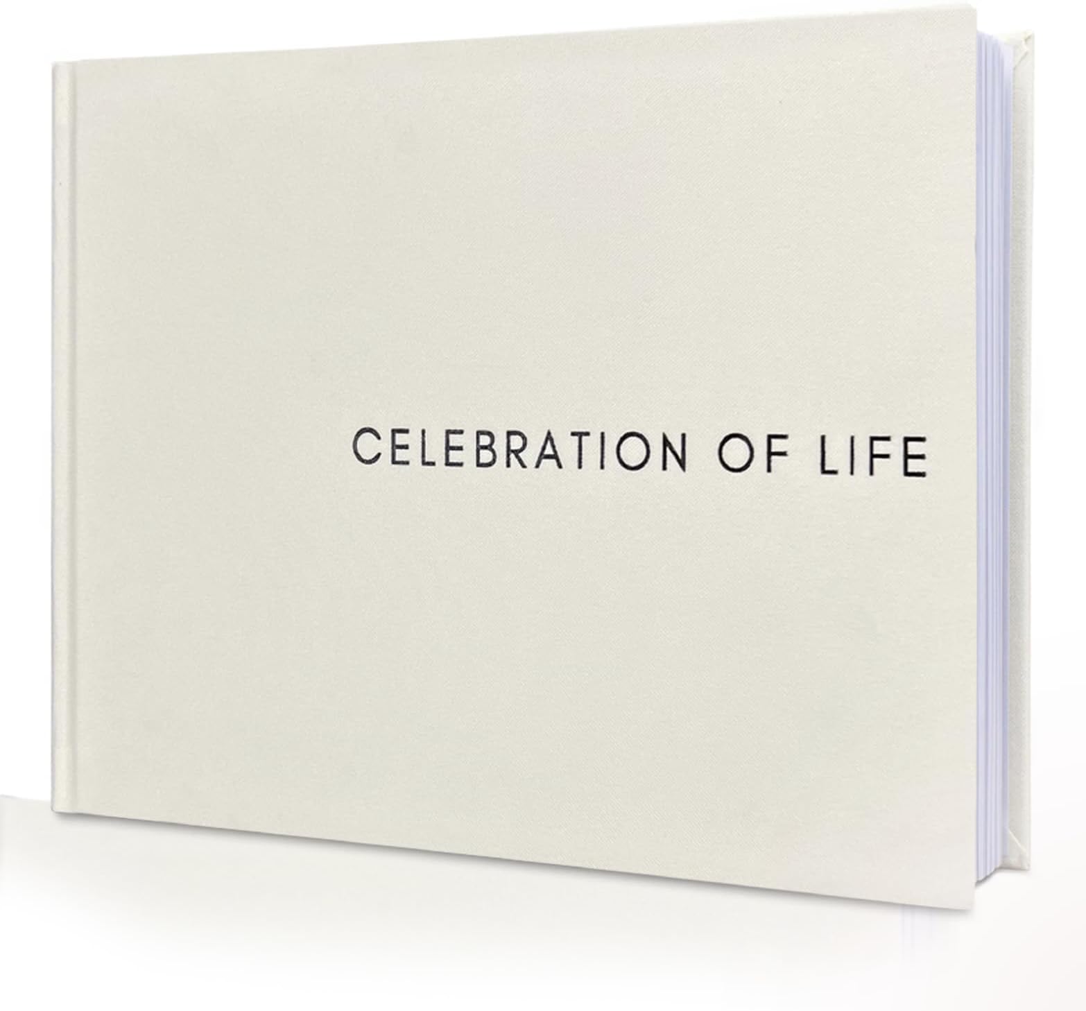 Elegant Hardcover Funeral Guest Book - 9x7 Inch Memorial Service Book With Pen & Holder