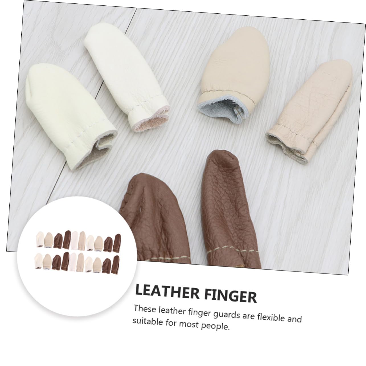 EXAOMBLE 60stücke Leder Daumenschutz Und Fingerhülsen Atmungsaktive Fingerprotektoren Für Handarbeiten Und -projekte Farben Zufällig Für Stricken Und Filzen