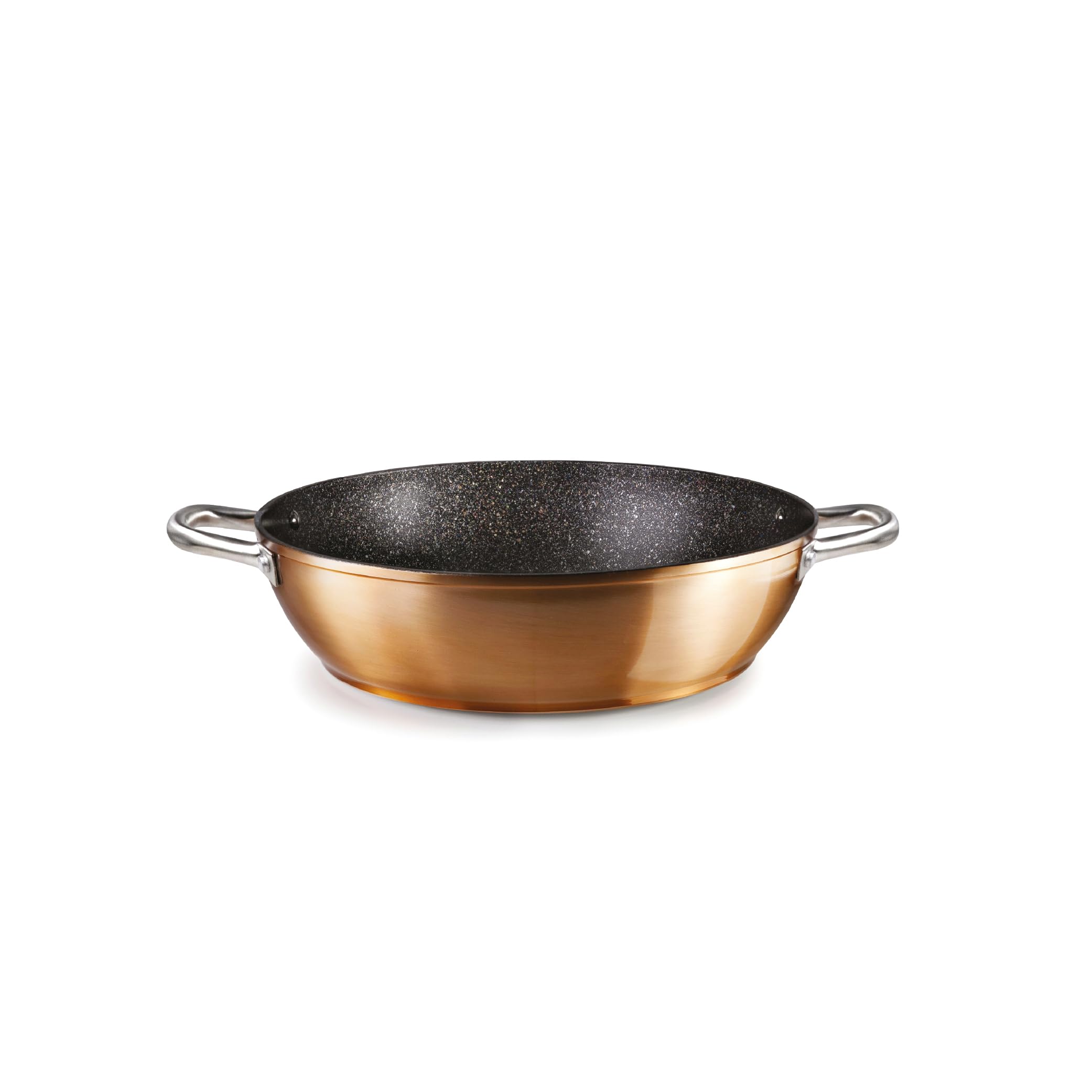 IBILI - Sarten honda con 2 asas natura copper, 32 cms, Aluminio, Antiadherente estilo piedra, Apto para induccion
