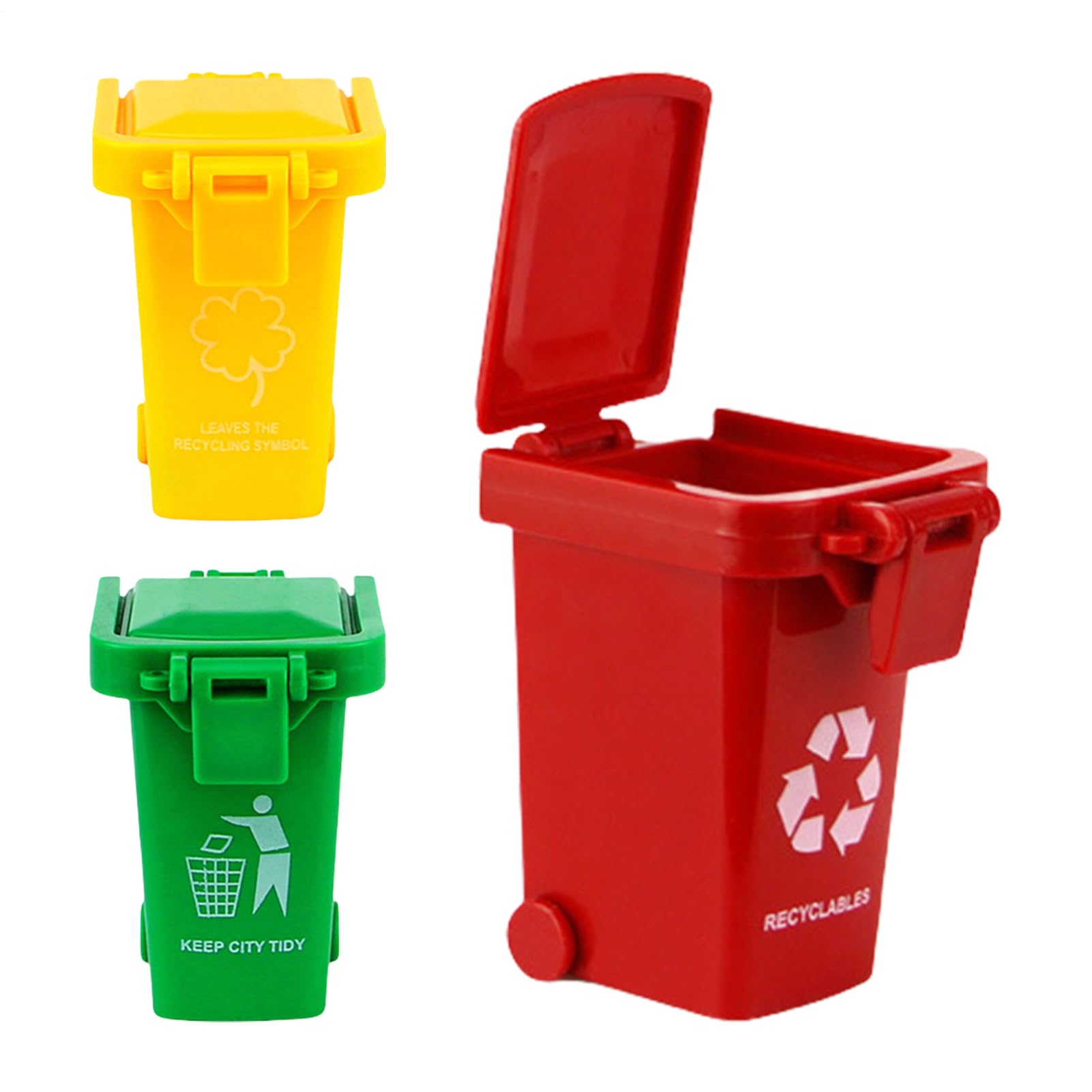 Papelera Miniatura - Con Tapa Y Ruedas Cubo De Reciclaje Miniatura,Cubo Portátil Contenedor Residuos Para Mesa Escritorio | Para Mesa Escritorio Oficina Aula Fiesta Cumpleaños Niño Pequeño y Niños