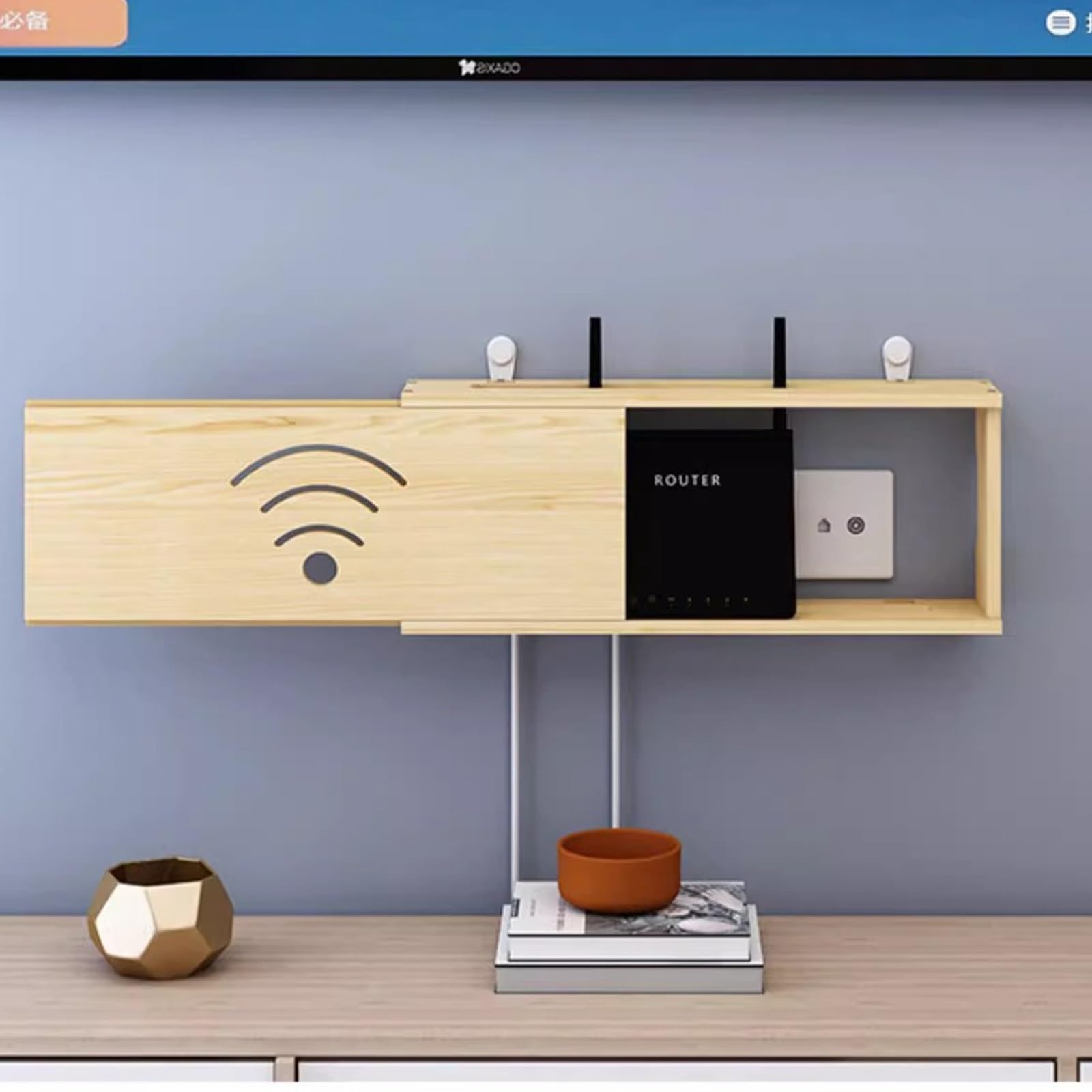WiFi-Box-Versteck, Wandmontiertes Router-Regal, Holz WiFi Router