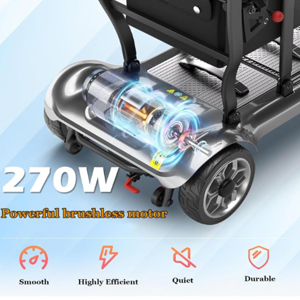 BCBKD 4 Ruote Scooter Disabili Nuovo Mobile Elettrico per Anziani di Piccole Pieghevole E Leggero Leggero, A 4 Ruote, Durata Batteria Fino A 20 Km, Sedile Comodo