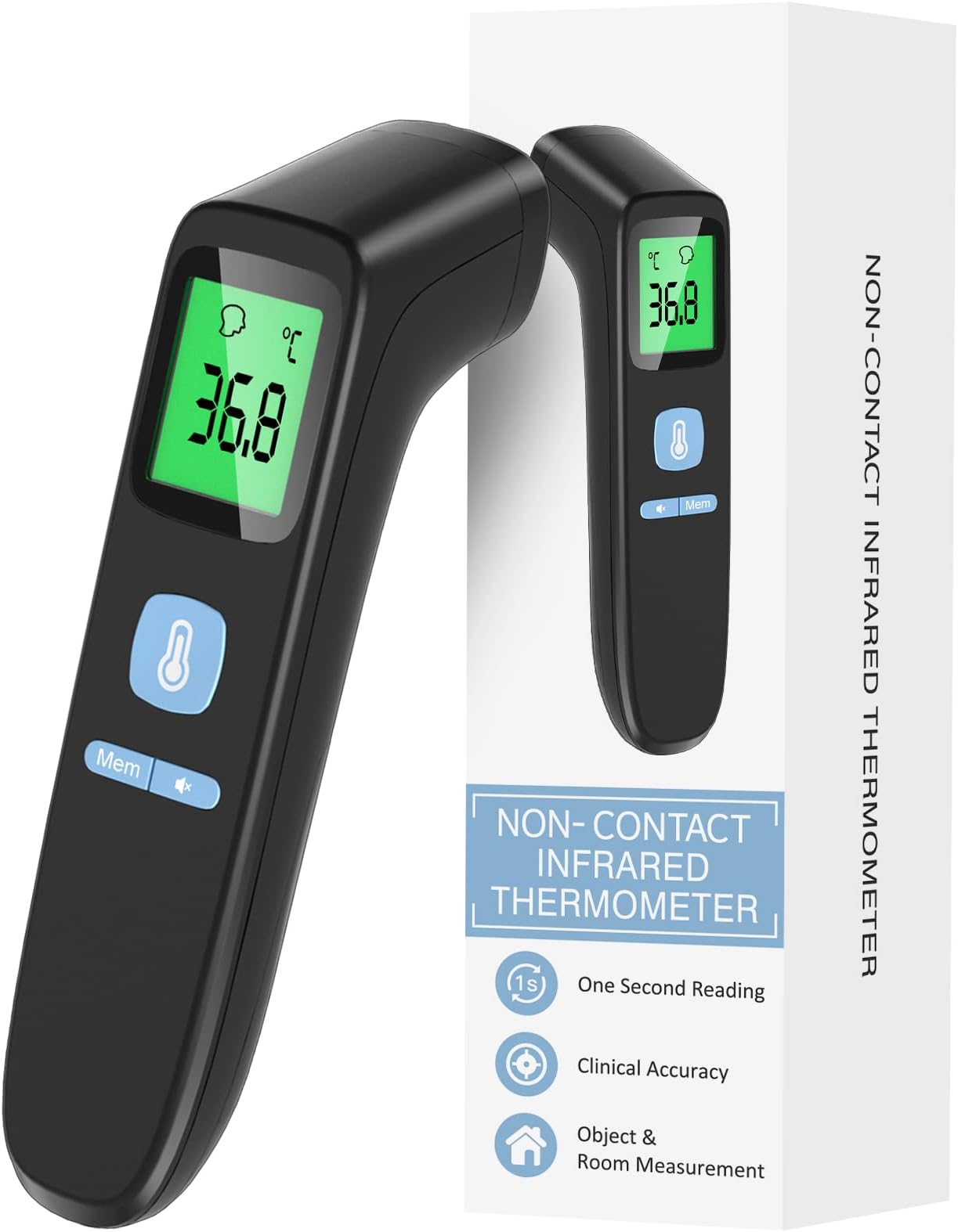 Thermometer for Adults, Digital Infrared Non Contact Thermometer with Fever Alarm, LCD Screen, Accurate Reading and Memory Function, Use for Baby Children and Adults