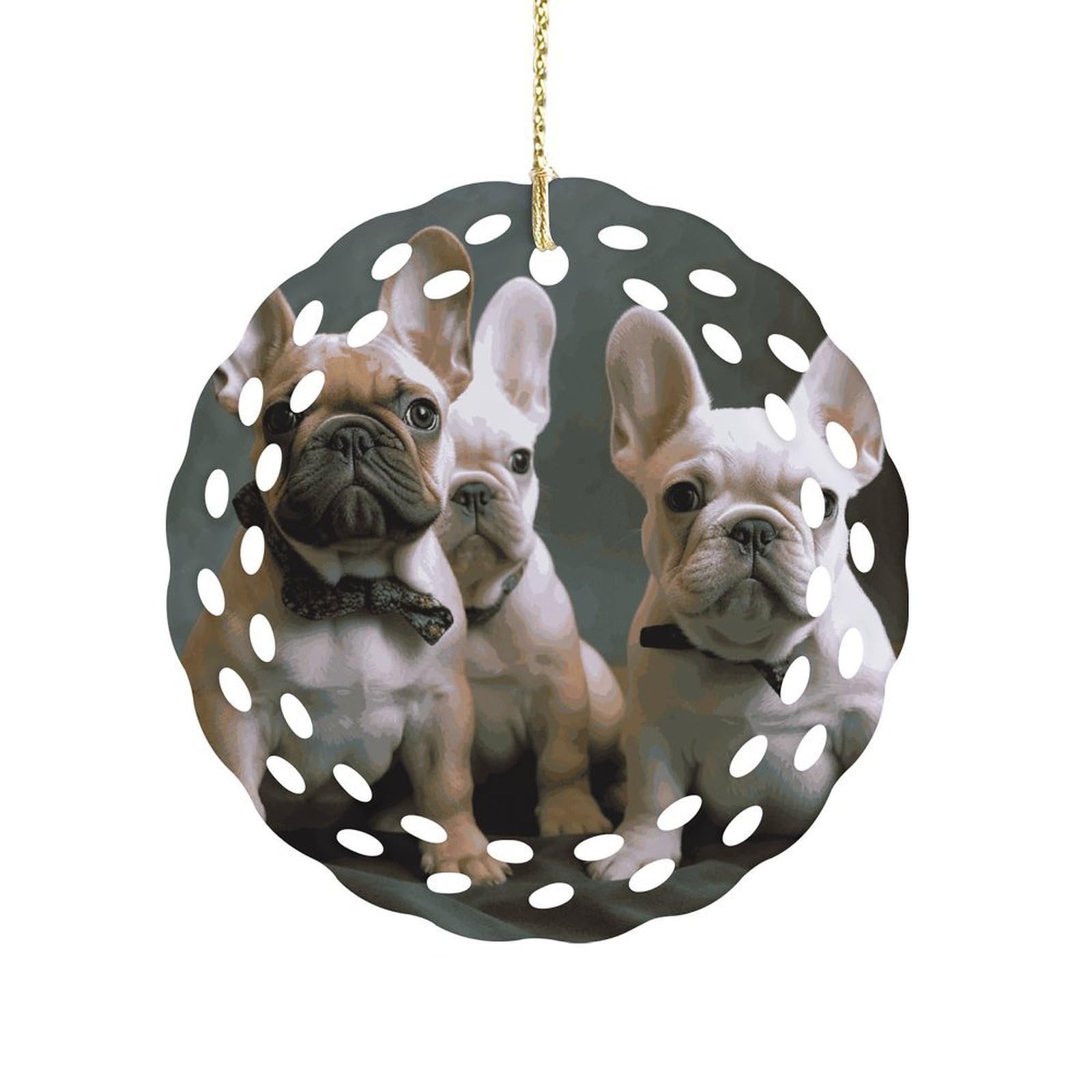 Fekiloot Women's Style French Bulldog Puppies Ceramic Ornaments 3 Inch Round,Holiday Keepsake For ,Girls,Pet Owners,Hanging Ornament Gifts Idea For Home