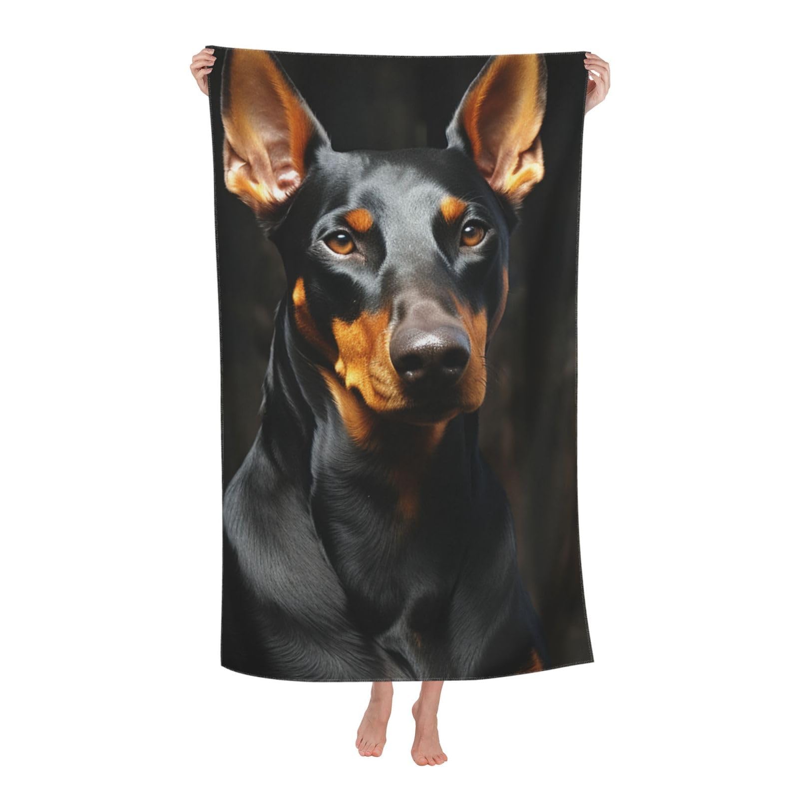 FodPand Doberman Beach Towel Oversized 52 x 32 in Sand Free Pool Swim Towels for Adult Travel Blanket Lightweight Quick Dry Absorbent Bath Towels Cruise Vacation Accessories