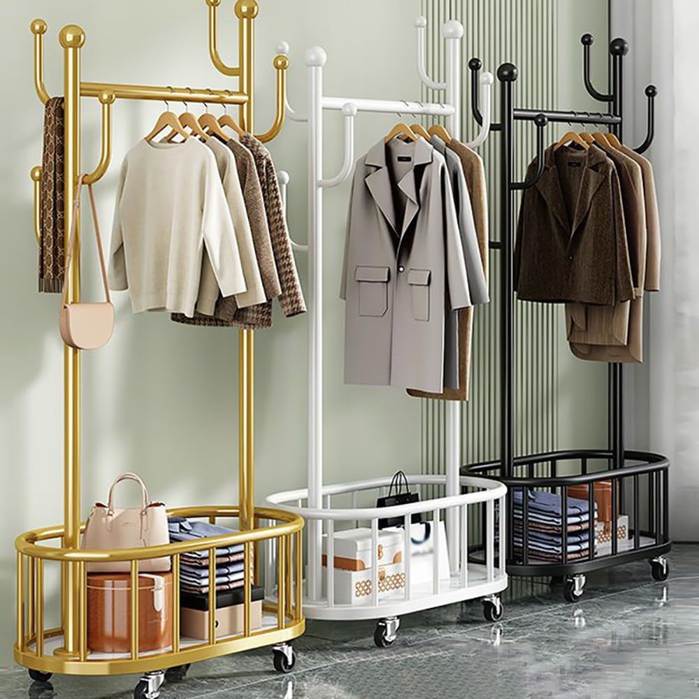 Appendiabiti industriale resistente con ripiani e ganci, portata 100 kg, appendiabiti autoportante per corridoio e ingresso, disponibile nelle misure 60 cm, 80 cm o 100 cm